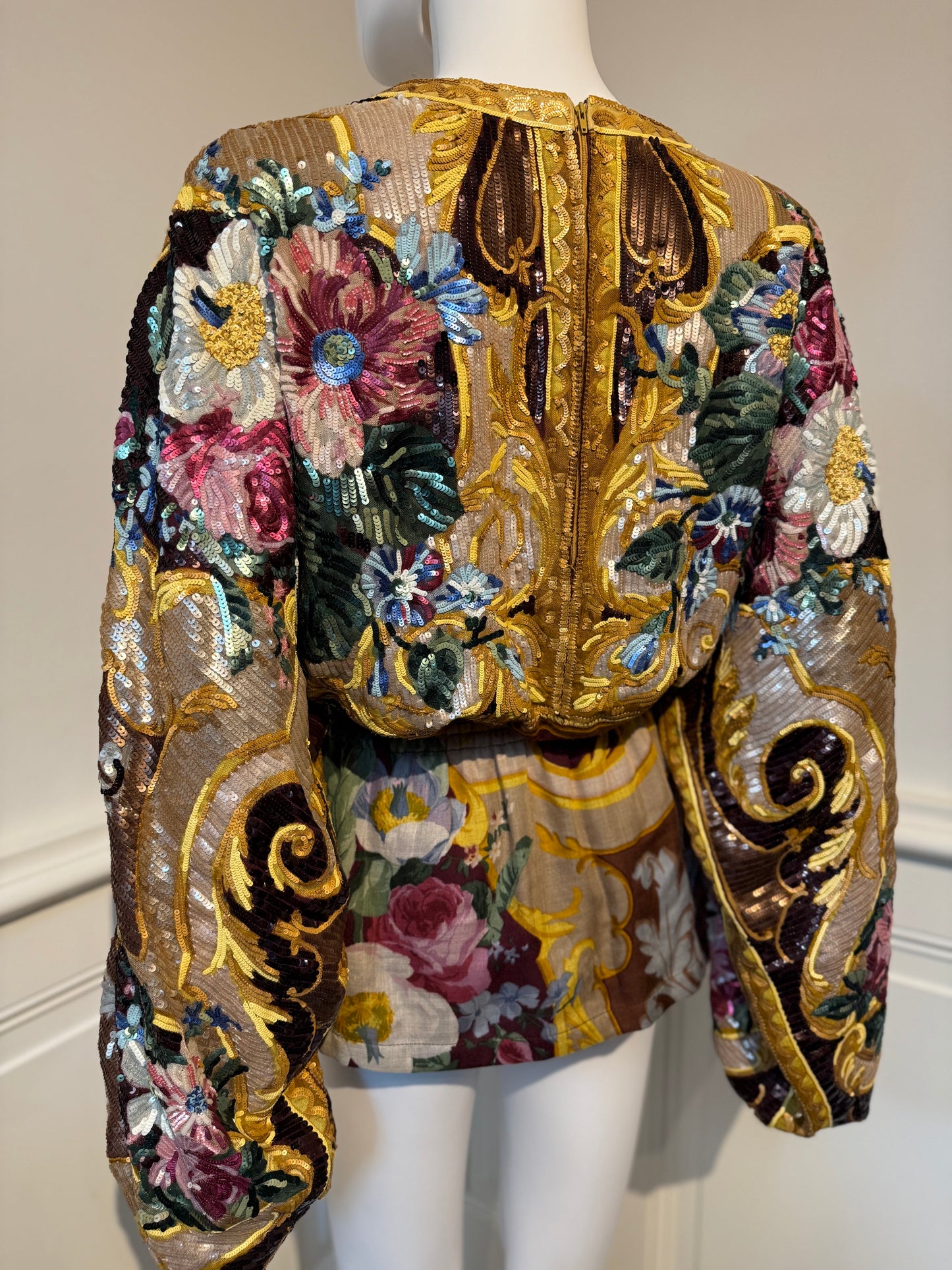 Valentino Garavani Runway FW 1988/1989 silk blouse fully hand embroidered with sequins