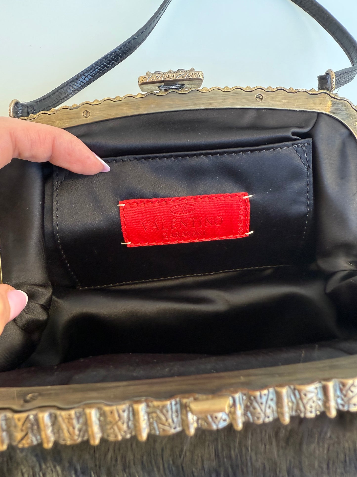 Rare Valentino Fall/Winter 2005 black mink fur purse