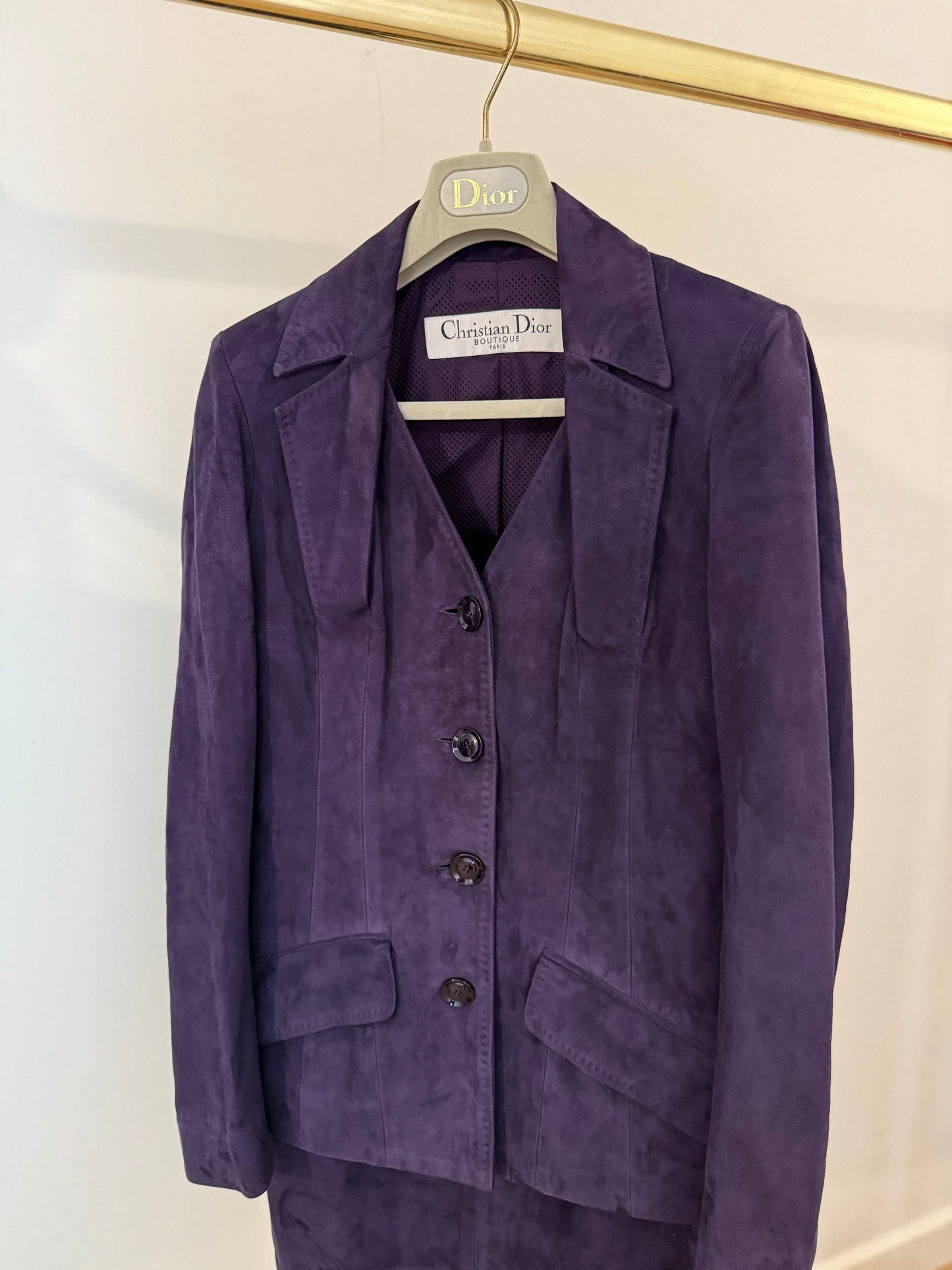 Dior Boutique by John Galliano circa 2005 iconic signature cut suede suit
