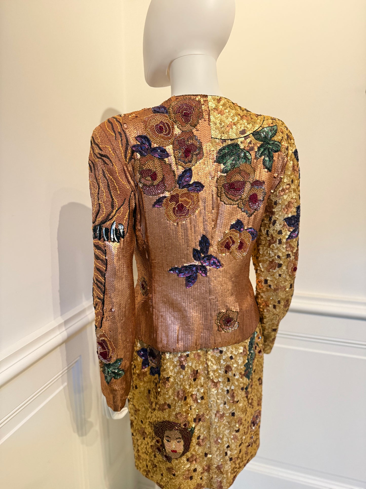 Krizia Amazing Vintage Runway Fall/Winter 1992 beaded embroidered skirt suit