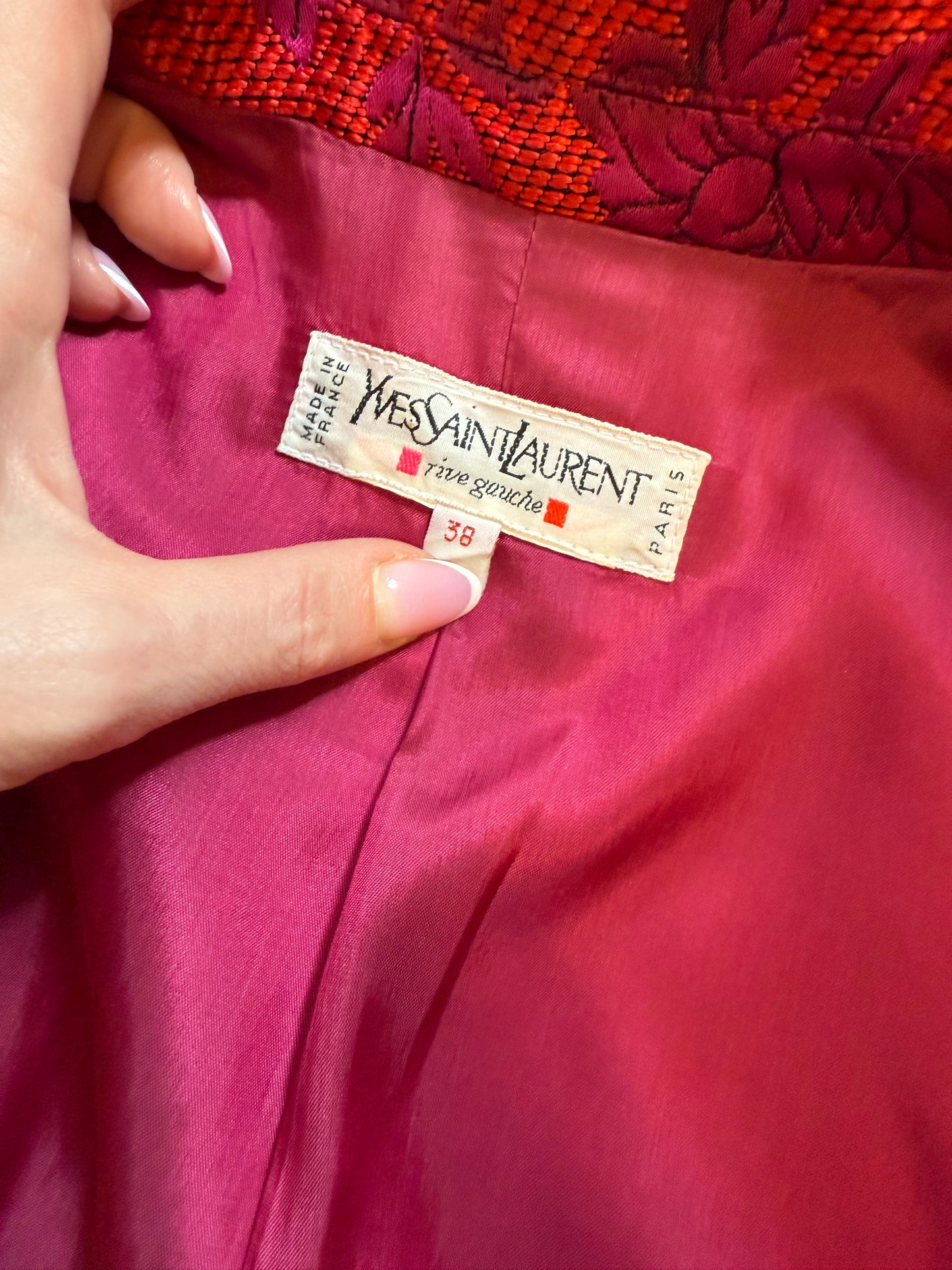 Documented Yves Saint Laurent Rive Gauche Runway brocade jacket blazer AW 1992/1993