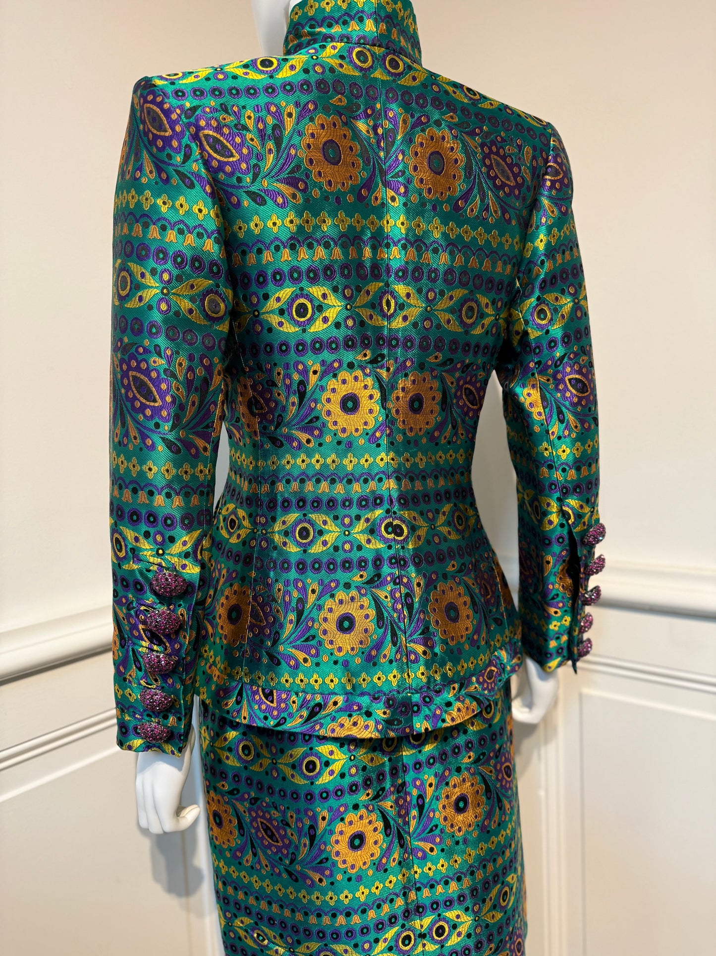Documented Yves Saint Laurent Rive Gauche AW 1990/1991 runway brocade skirt suit
