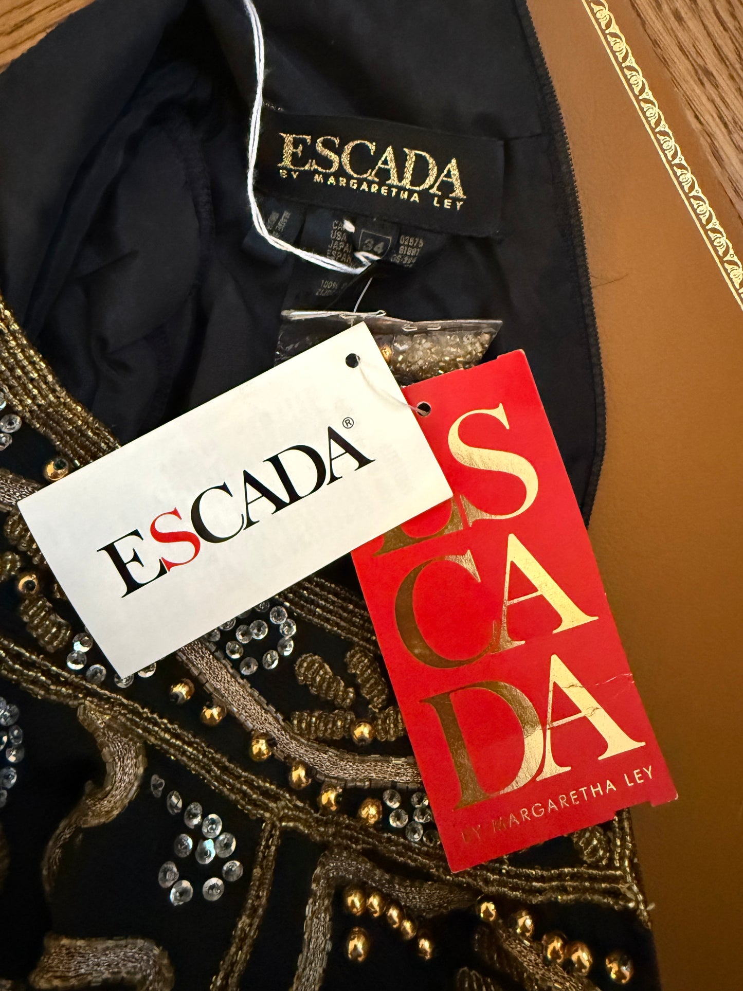 Escada by Silk Margaretha Ley vintage hand beaded and embroidered dress