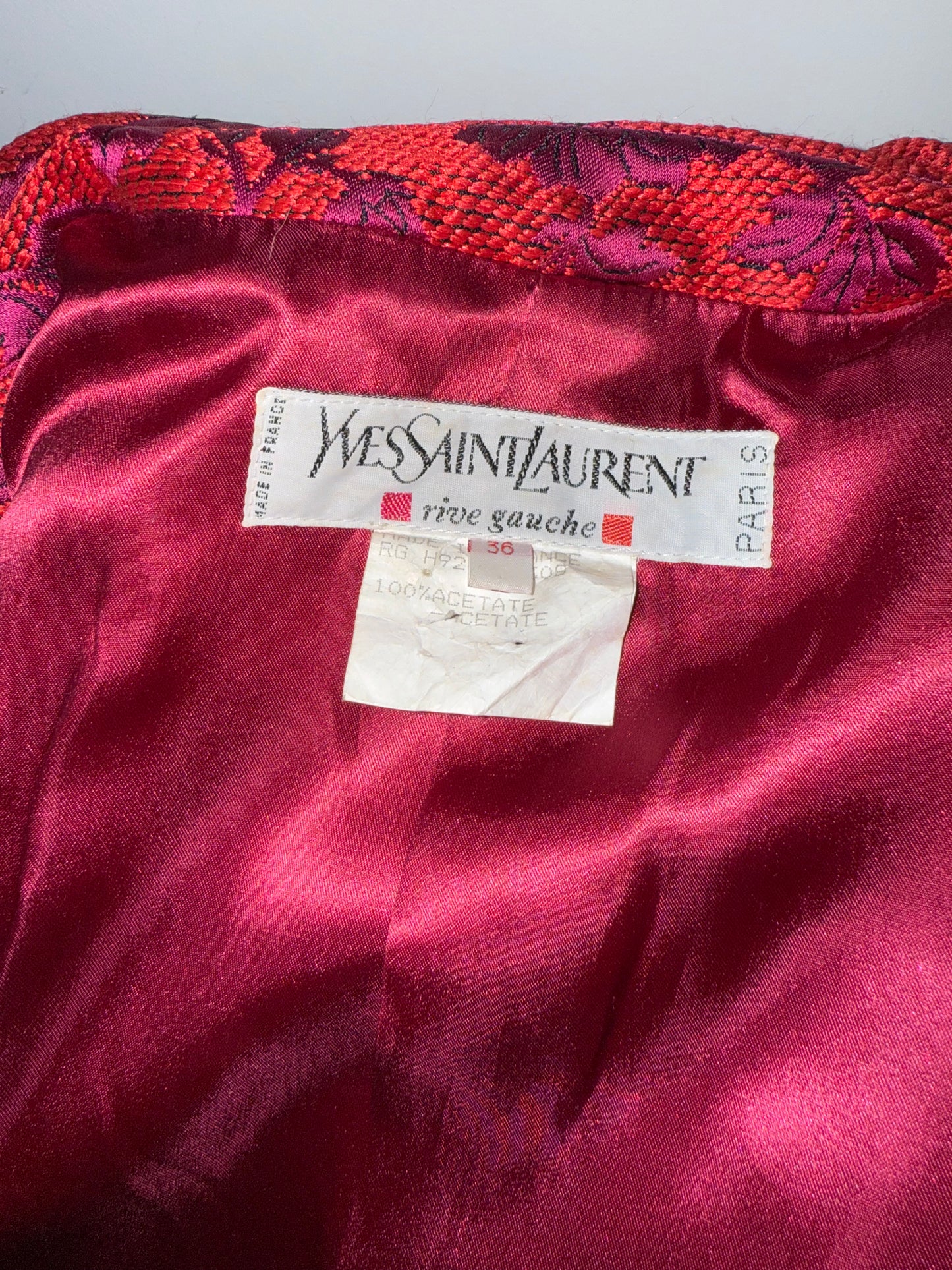 Documented Runway Yves Saint Laurent Rive Gauche AW 1992/1993 Runway brocade coat