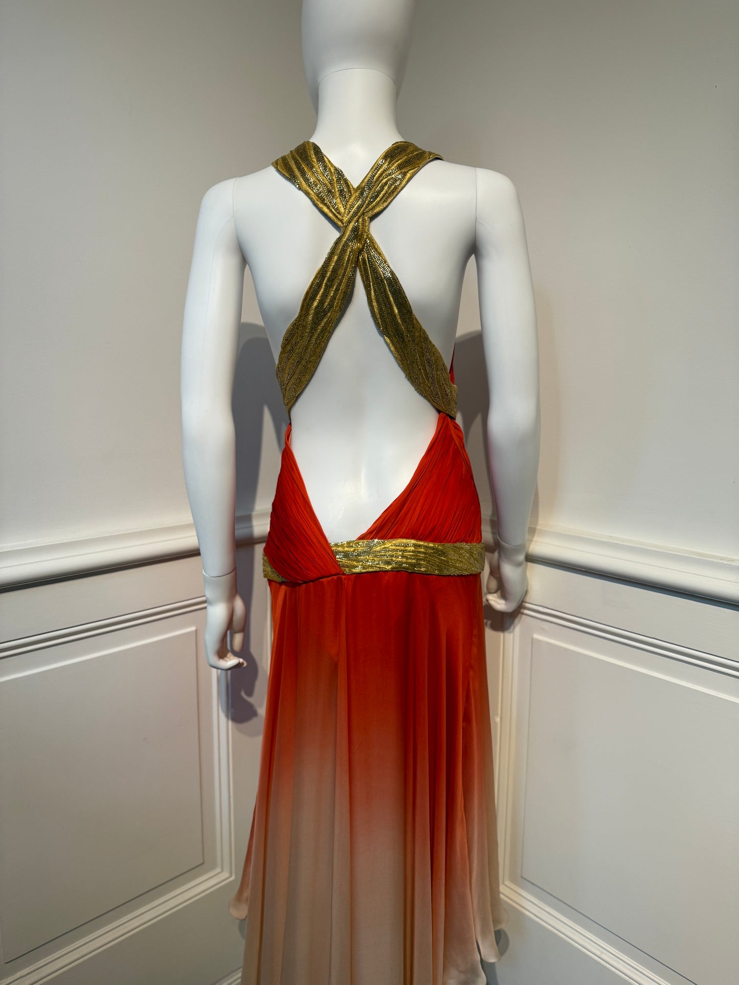 Roberto Cavalli SS 2006 Runway iconic silk backless dress with hand beaded details, embroidery✨