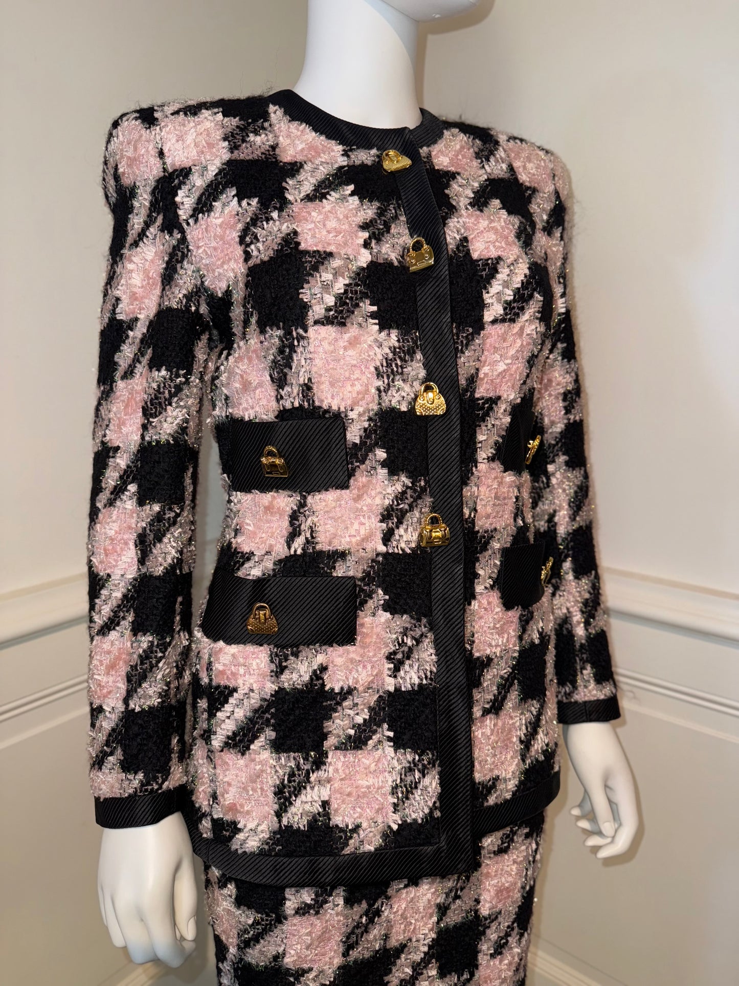 Iconic gorgeous vintage Escada by Margaretha Ley houndstooth skirt suit