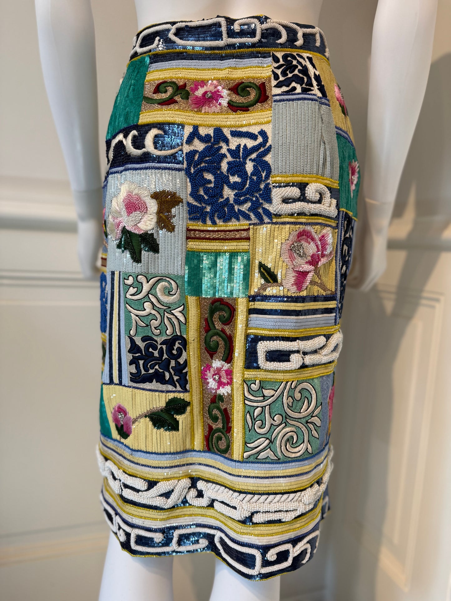 Rare Valentino Garavani SS 1992 Runway embellished skirt