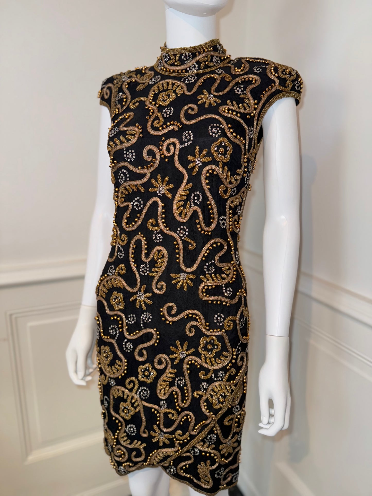 Escada by Silk Margaretha Ley vintage hand beaded and embroidered dress