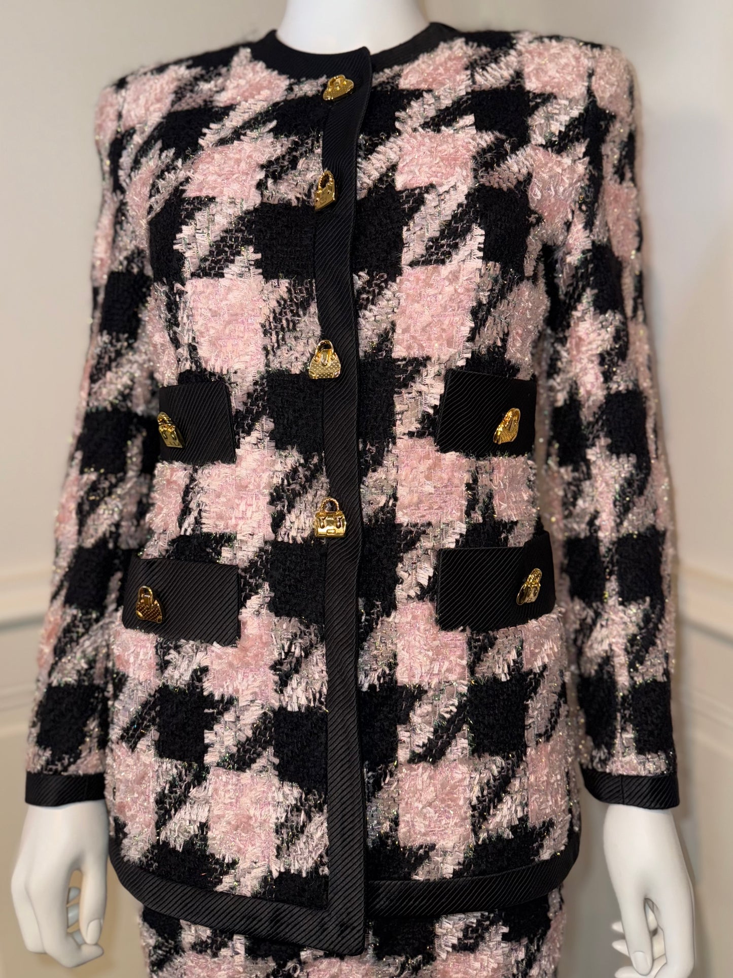 Iconic gorgeous vintage Escada by Margaretha Ley houndstooth skirt suit