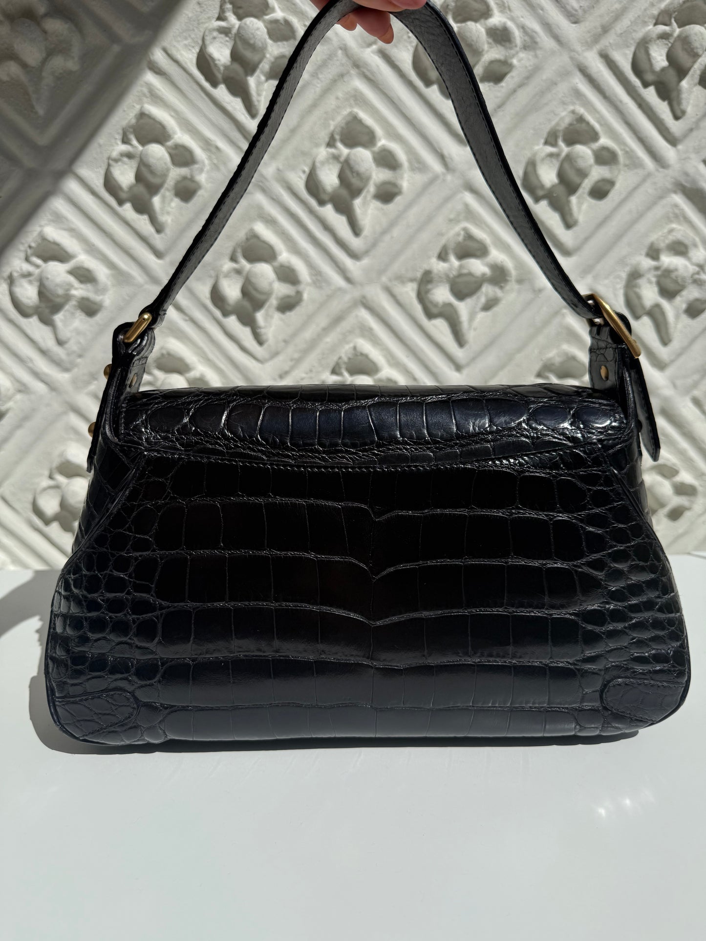 Rare one and only iconic limited edition runway Gucci Fall/Winter 2003 crocodile skin Horsebit 1955 by Tom Ford