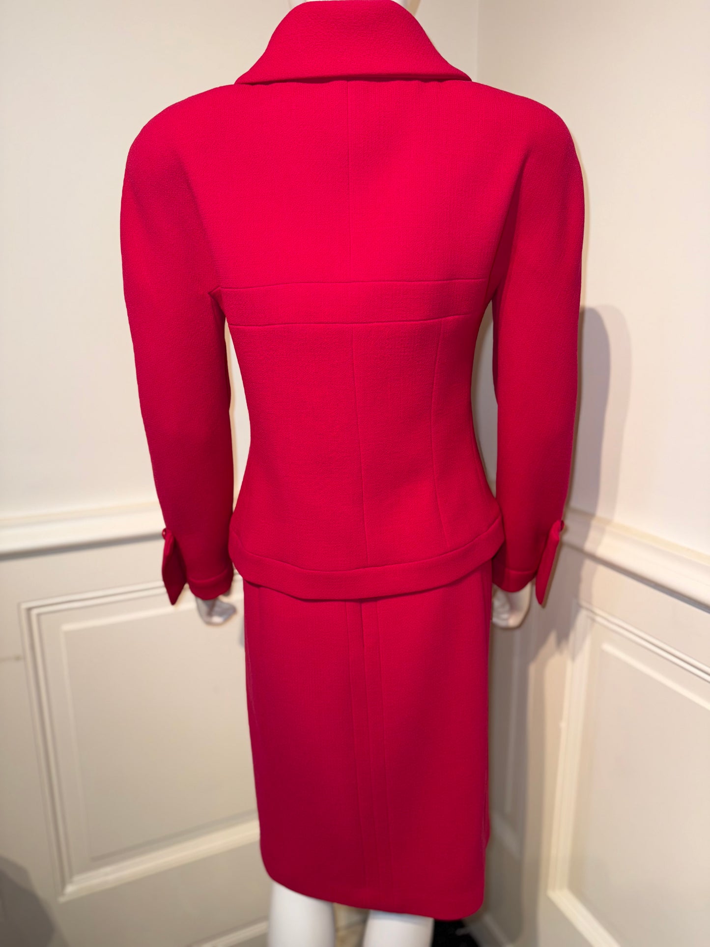 Documented Chanel AW 1991 Hip-Hope Collection Fuchsia Runway skirt suit by Karl Lagerfeld