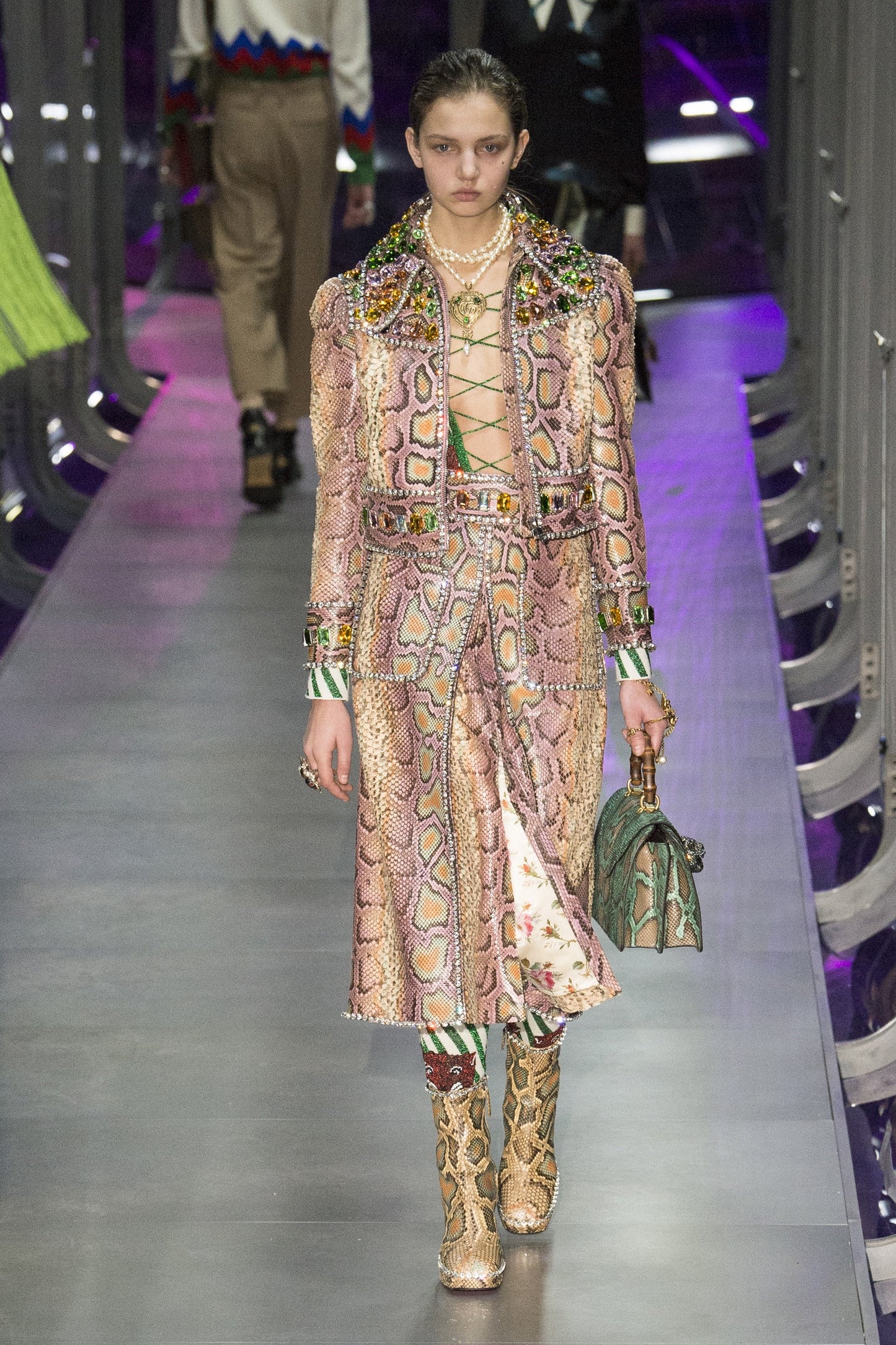 Gucci by Alessandro Michele Runway Fall/Winter 2017 Python skin crystals skirt
