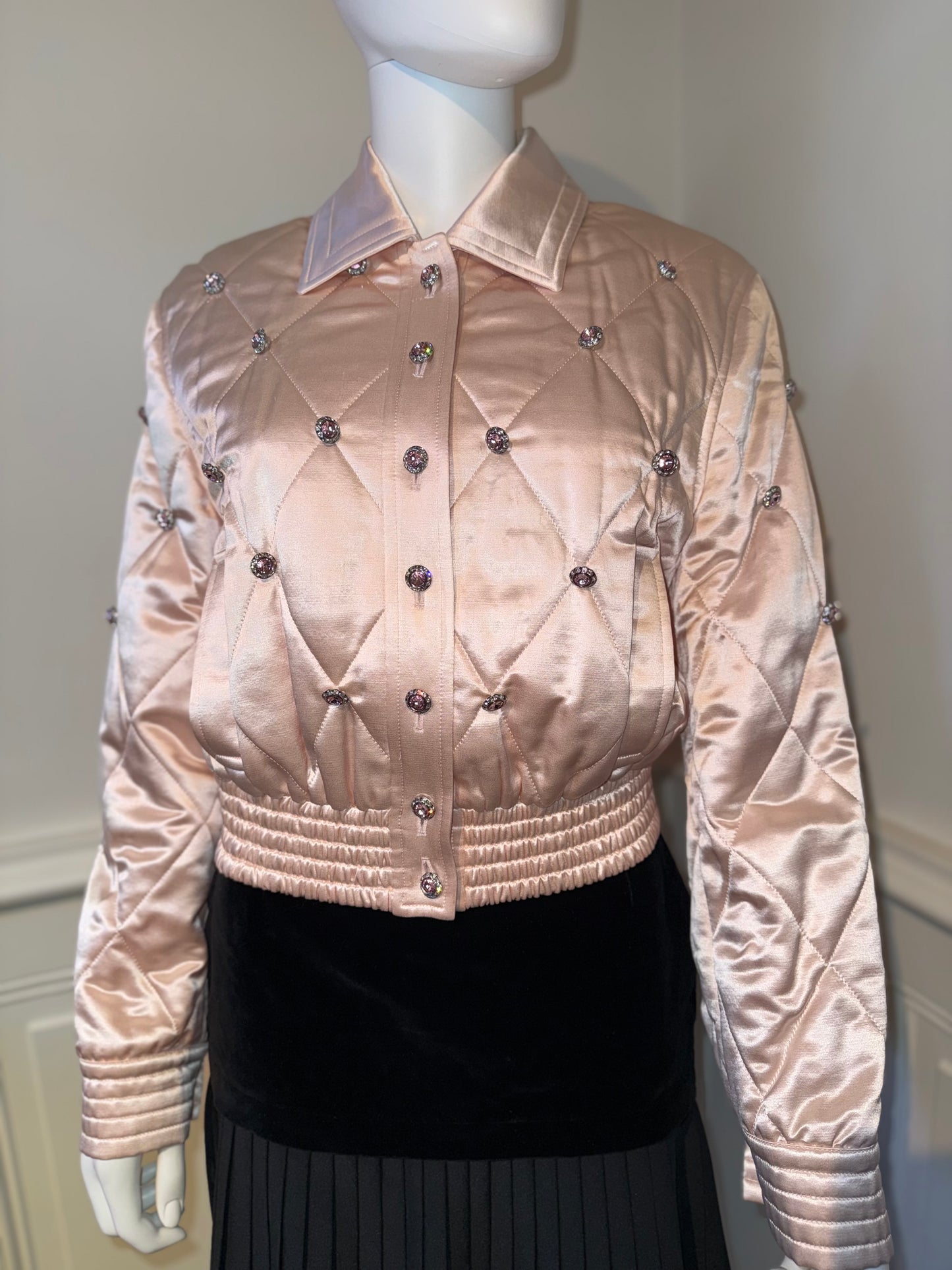 Early 2000s Escada silk wool crystals embellished bomber
