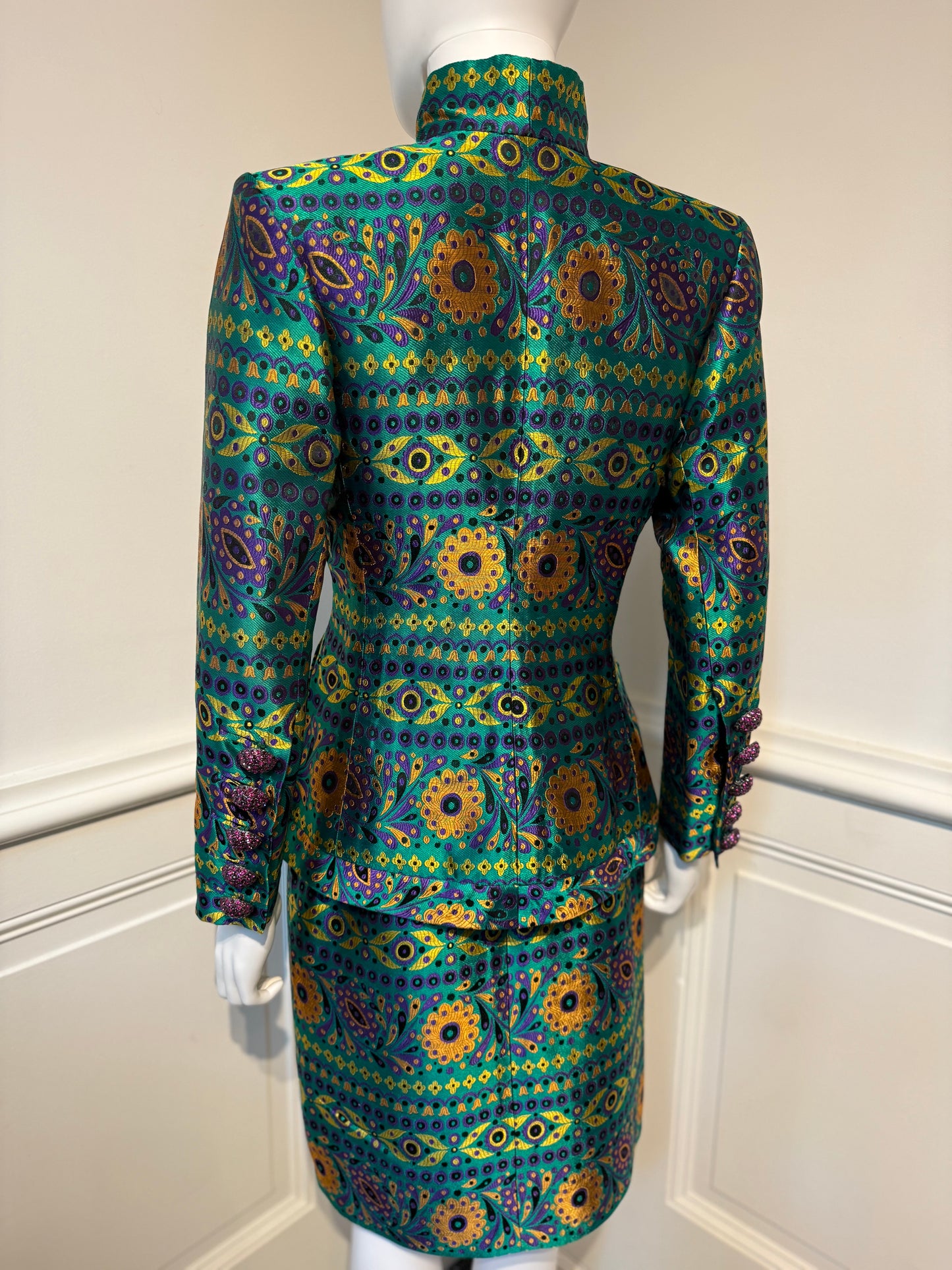 Documented Yves Saint Laurent Rive Gauche AW 1990/1991 runway brocade skirt suit