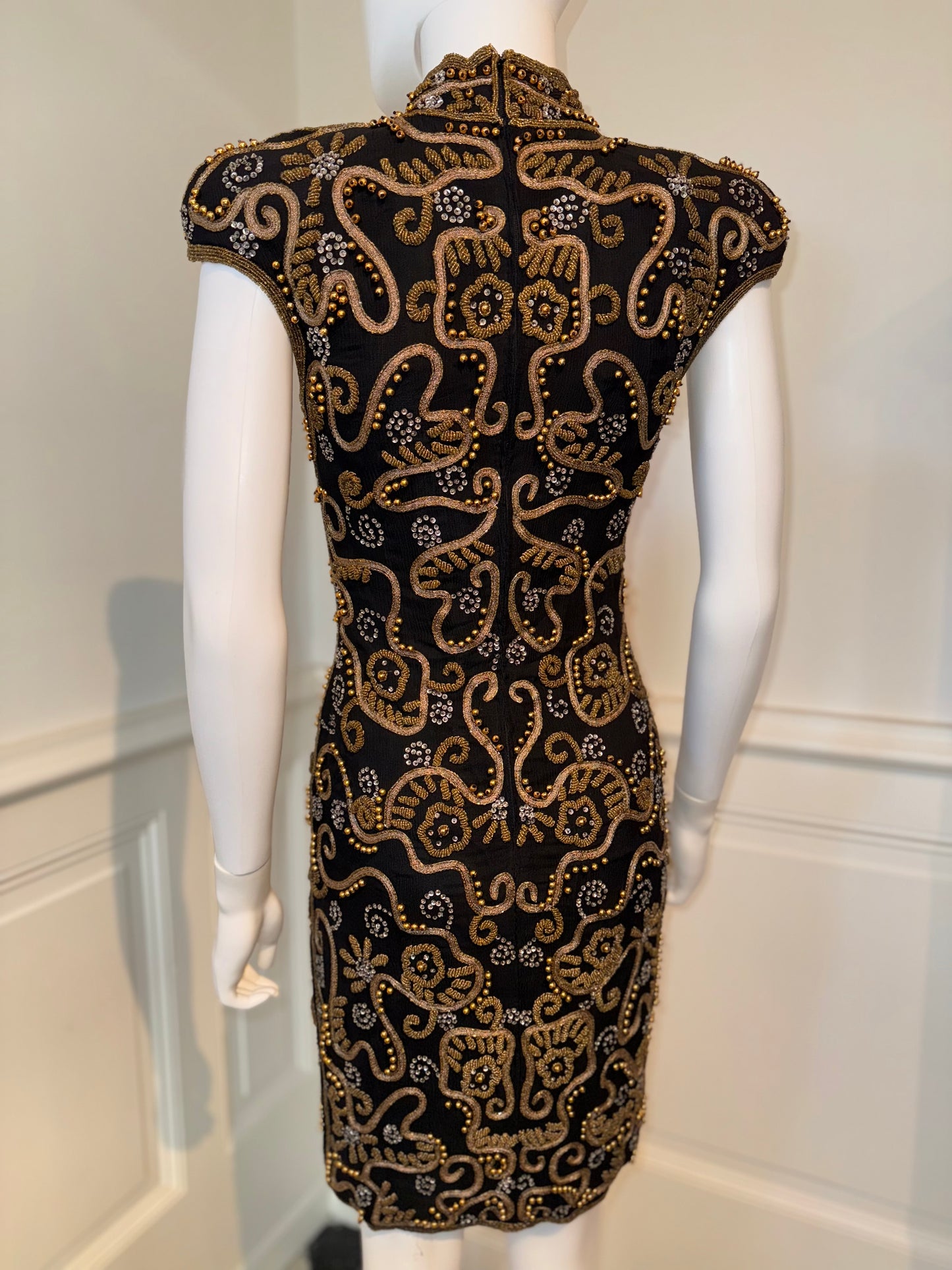 Escada by Silk Margaretha Ley vintage hand beaded and embroidered dress