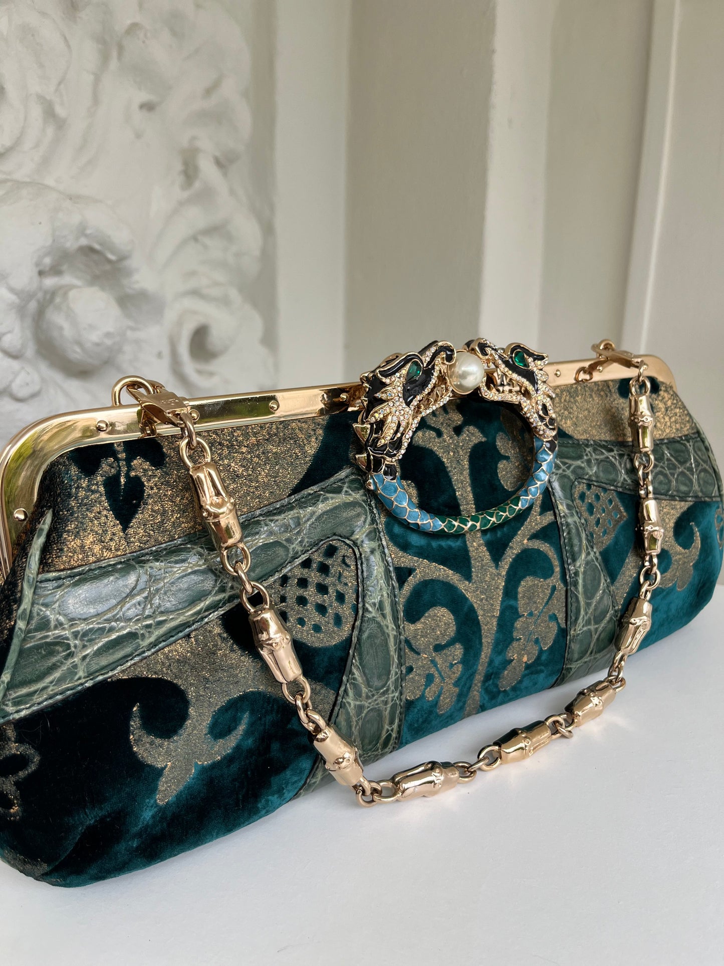 Iconic extremely rare Tom Ford for Gucci Damask « Dragon » purse clutch FW 2004