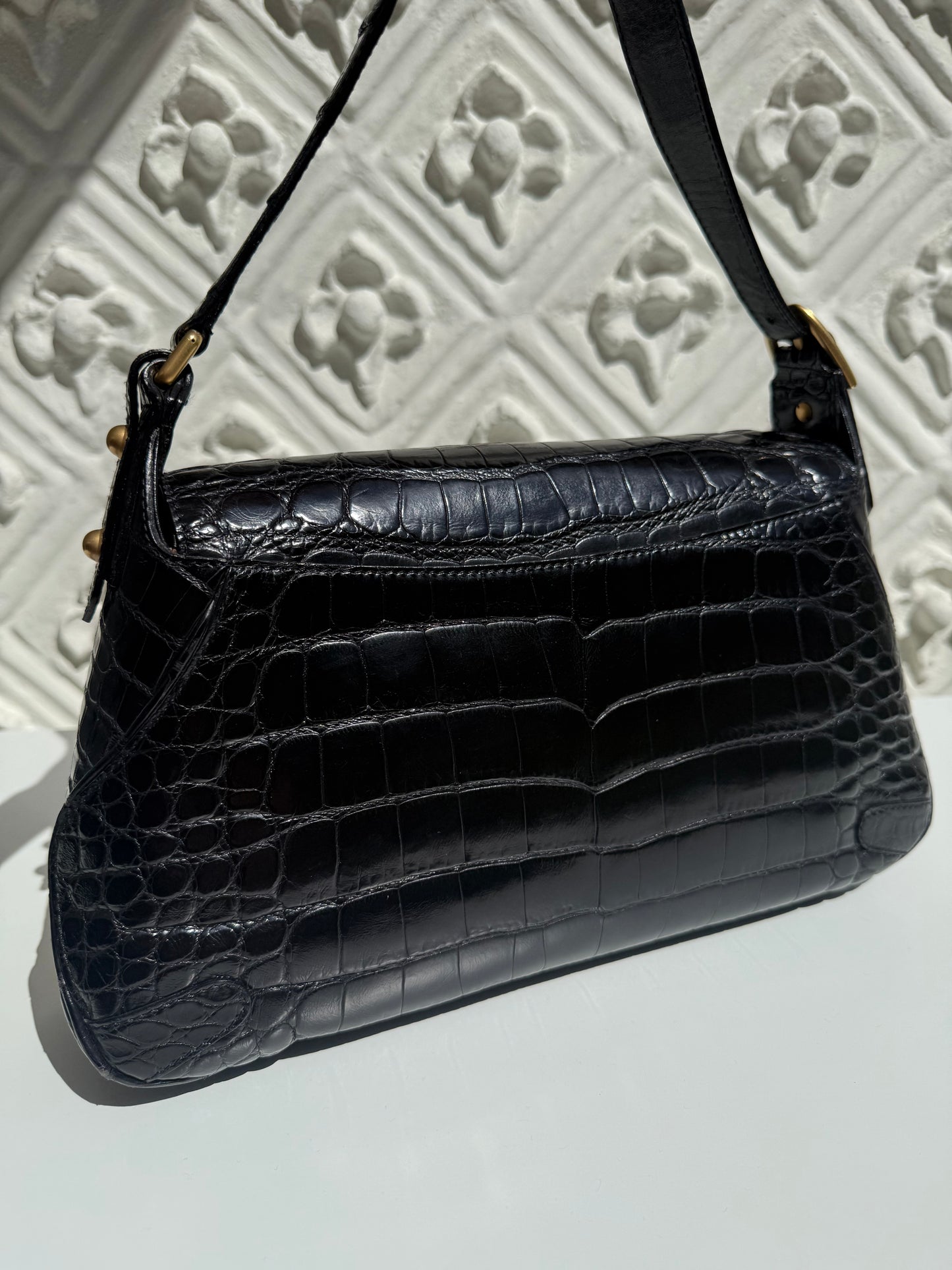 Rare one and only iconic limited edition runway Gucci Fall/Winter 2003 crocodile skin Horsebit 1955 by Tom Ford