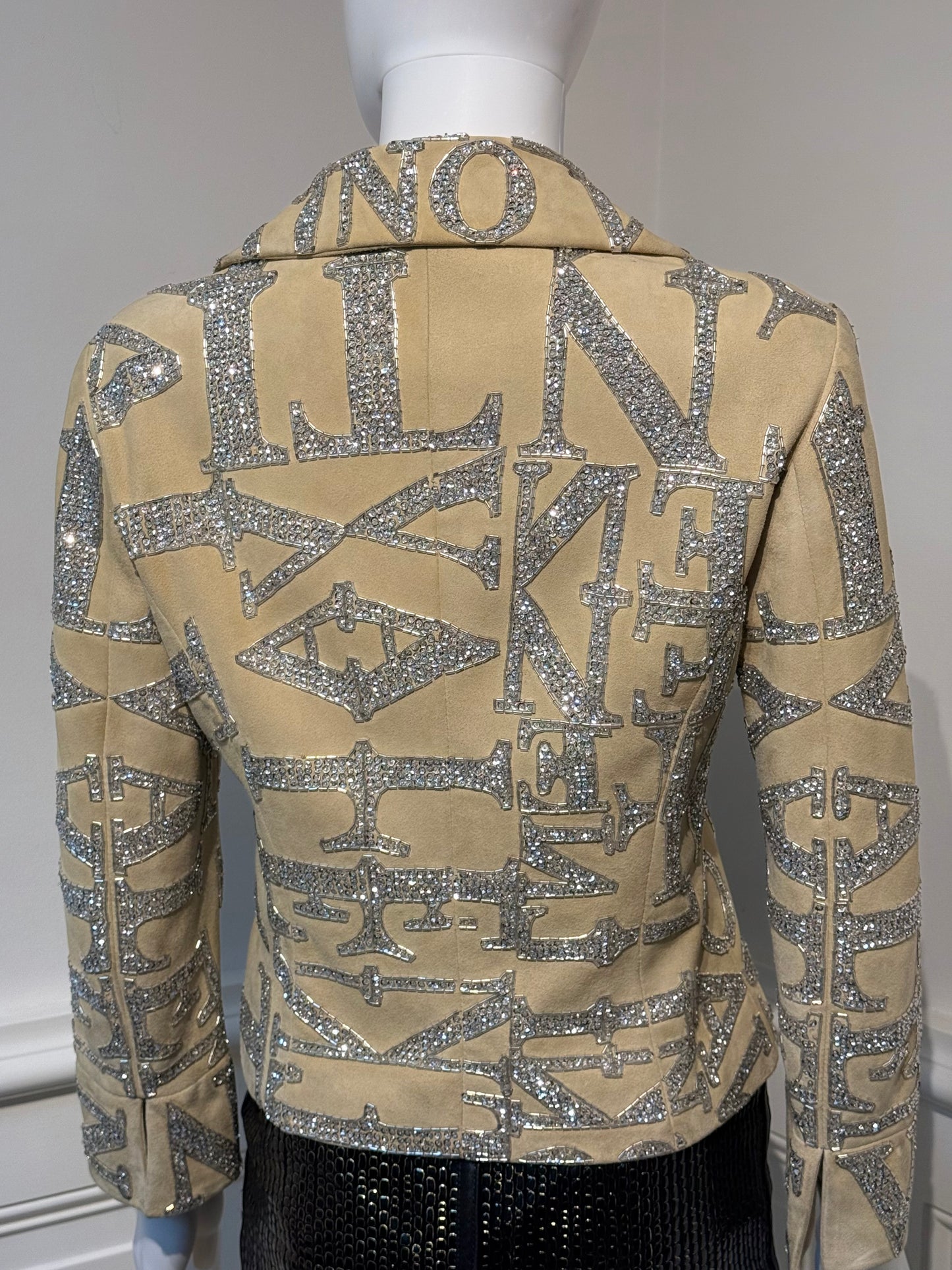 Rare Valentino Garavani S/S 2005 Runway suede embroidered embellished beaded glitter jacket