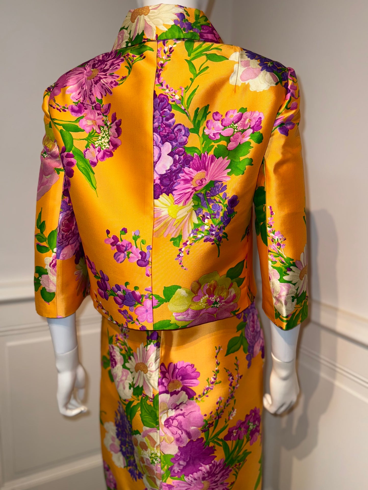 Dolce & Gabbana 2000s Floral Silk Twill Ensemble (Dress   Jacket)