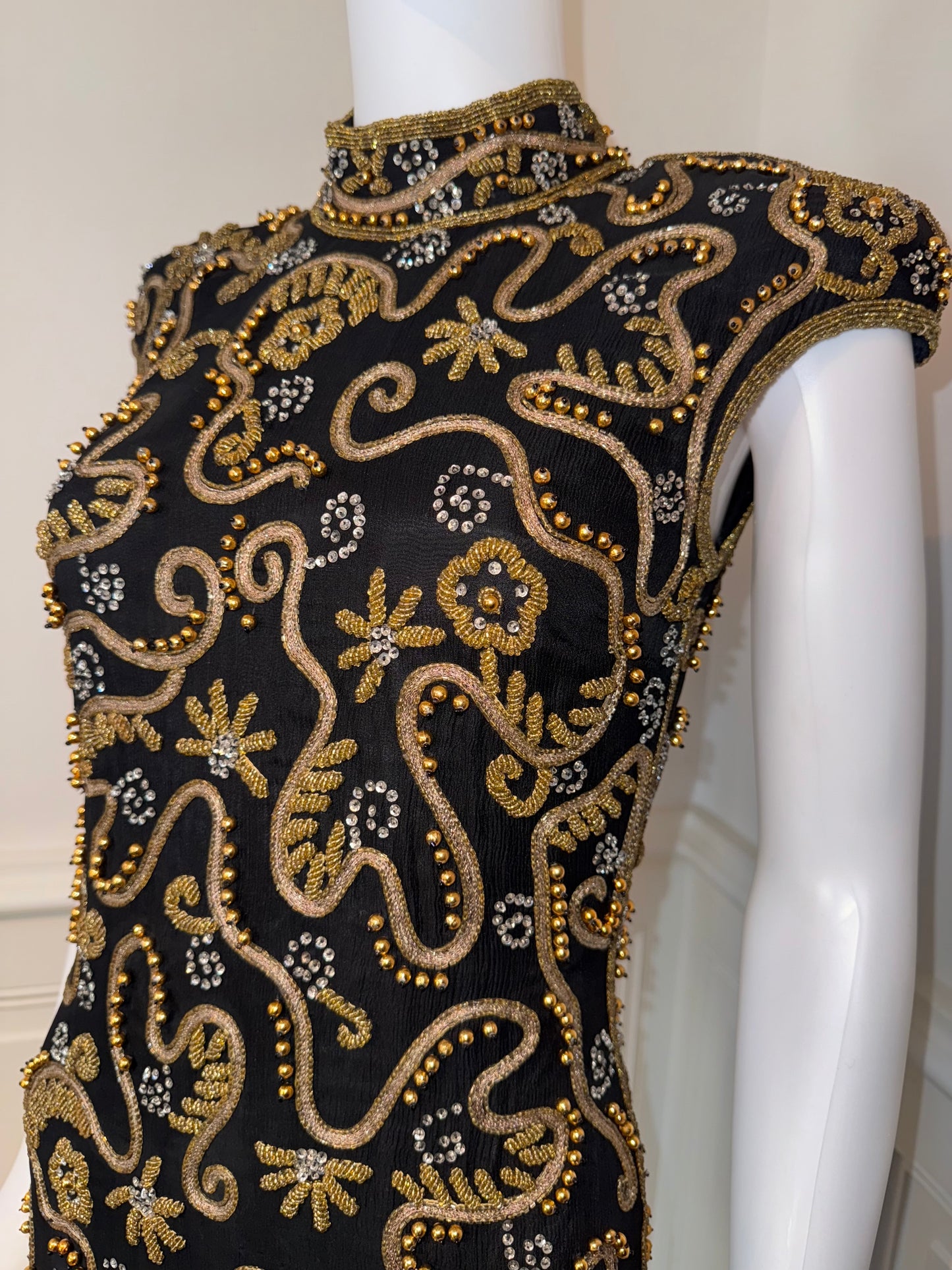 Escada by Silk Margaretha Ley vintage hand beaded and embroidered dress