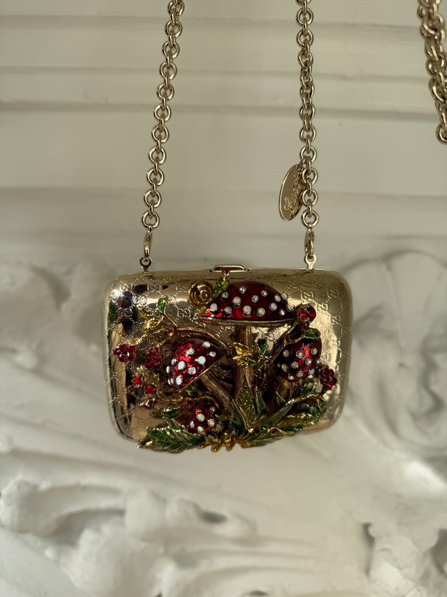 Extremely rare Gucci by Tom Ford jeweled purse bag mushrooms work of art