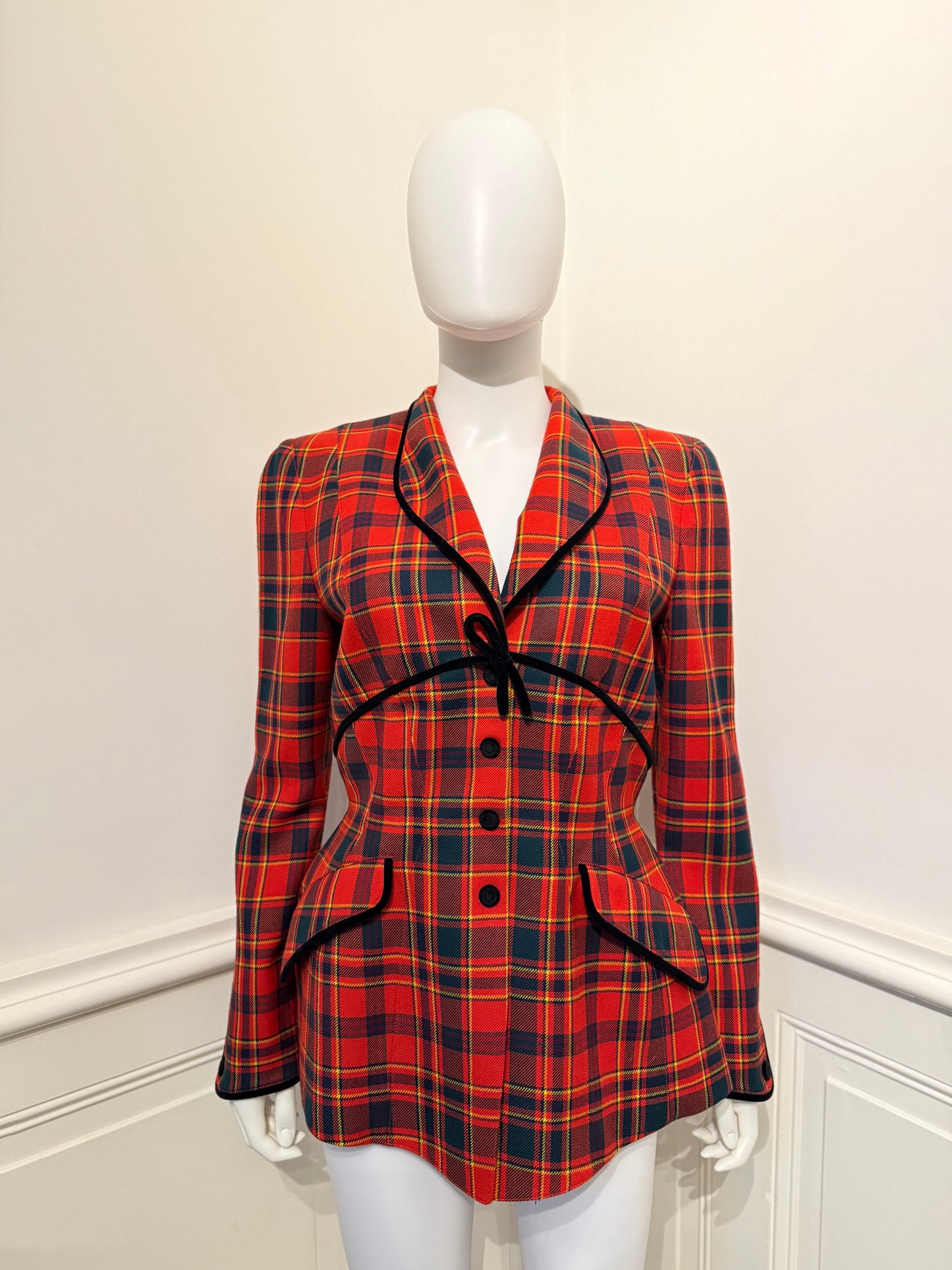 Tierry Mugler Vintage plaid wool jacket in couturier’s signature cut