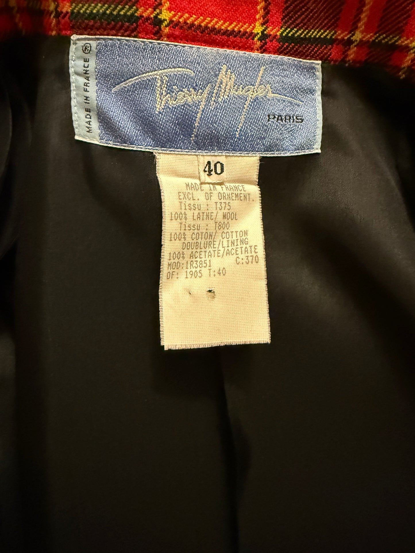 Tierry Mugler Vintage plaid wool jacket in couturier’s signature cut