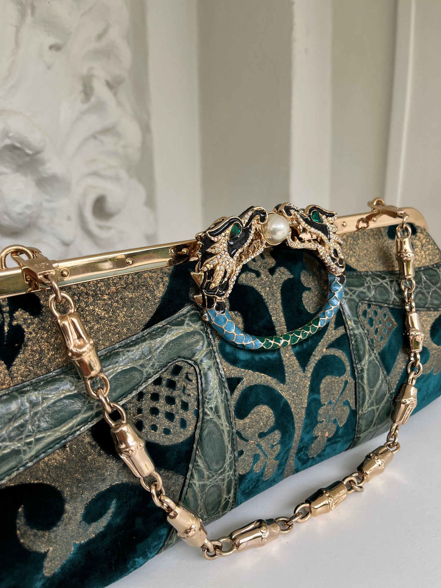 Iconic extremely rare Tom Ford for Gucci Damask « Dragon » purse clutch FW 2004