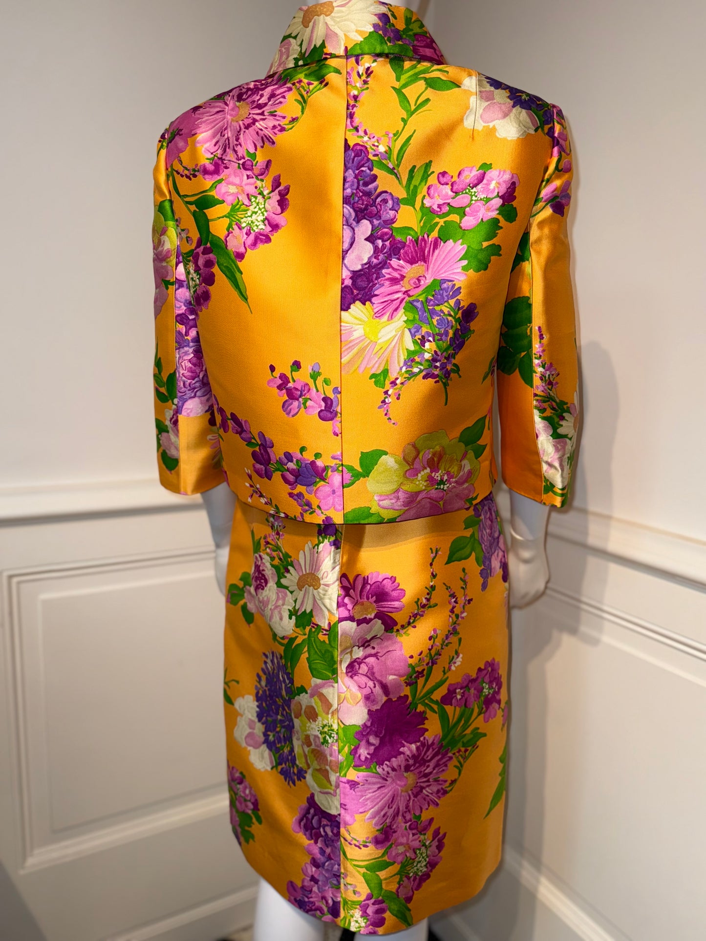 Dolce & Gabbana 2000s Floral Silk Twill Ensemble (Dress   Jacket)