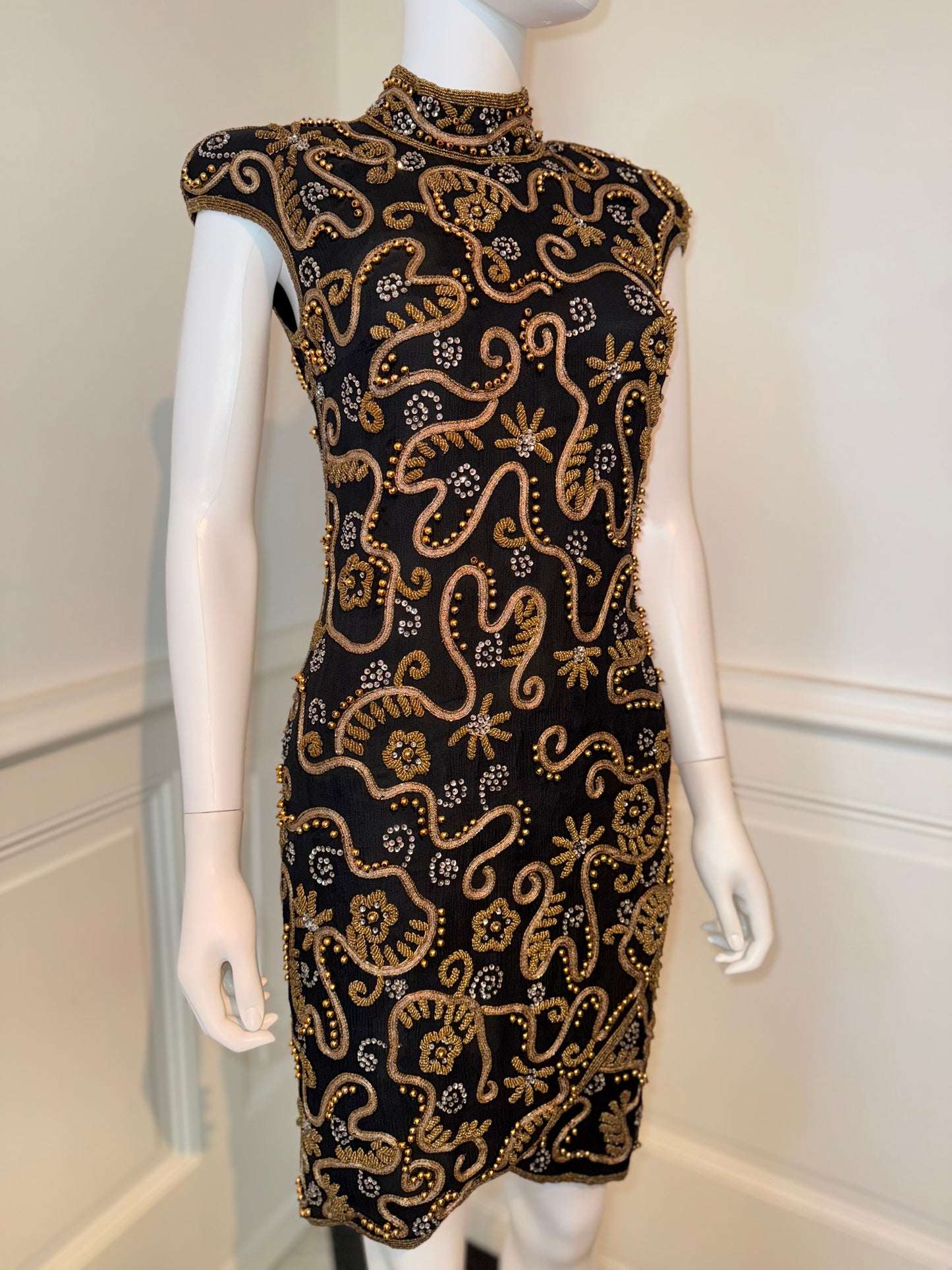 Escada by Silk Margaretha Ley vintage hand beaded and embroidered dress