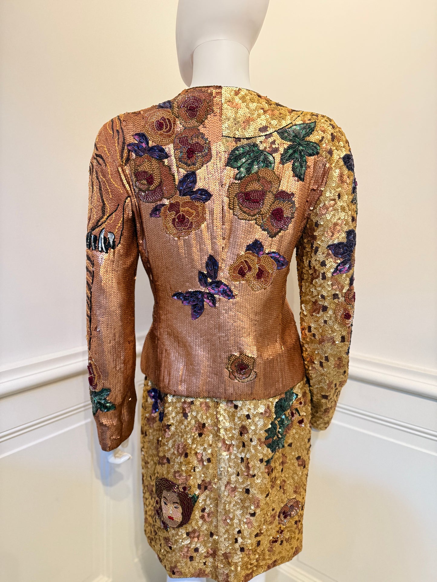 Krizia Amazing Vintage Runway Fall/Winter 1992 beaded embroidered skirt suit