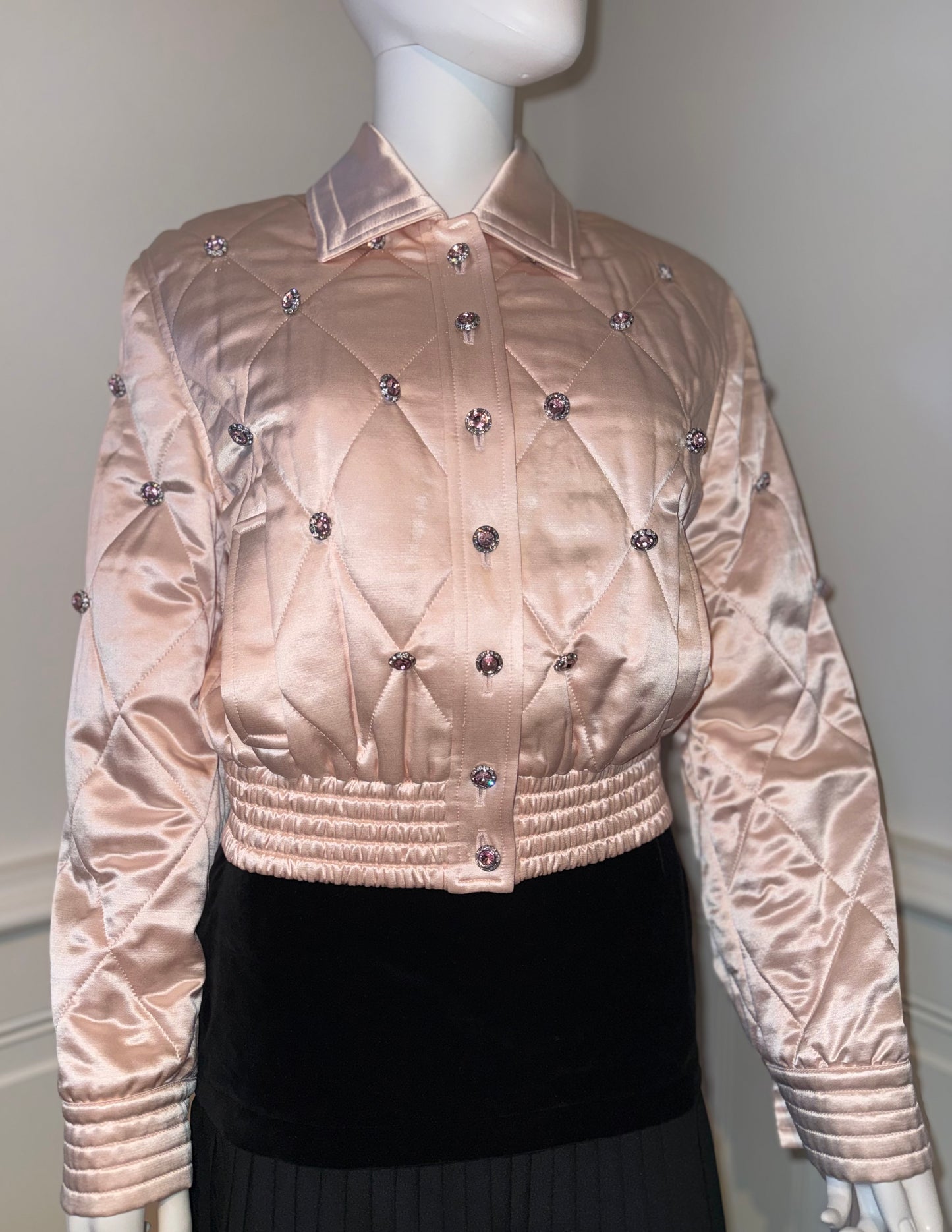 Early 2000s Escada silk wool crystals embellished bomber