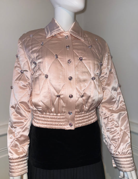 Early 2000s Escada silk wool crystals embellished bomber