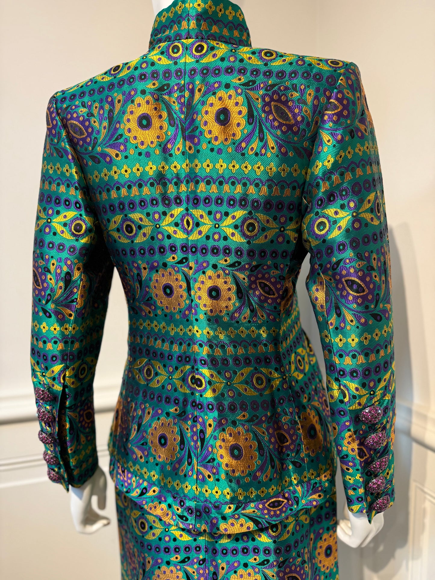 Documented Yves Saint Laurent Rive Gauche AW 1990/1991 runway brocade skirt suit