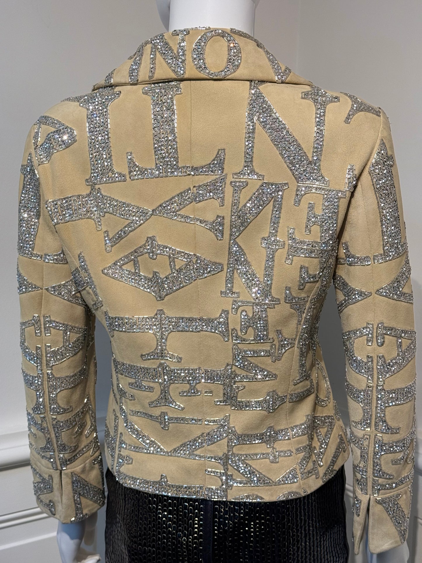 Rare Valentino Garavani S/S 2005 Runway suede embroidered embellished beaded glitter jacket