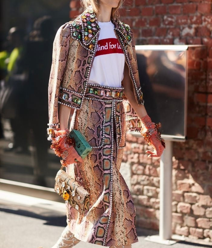 Gucci by Alessandro Michele Runway Fall/Winter 2017 Python skin crystals skirt