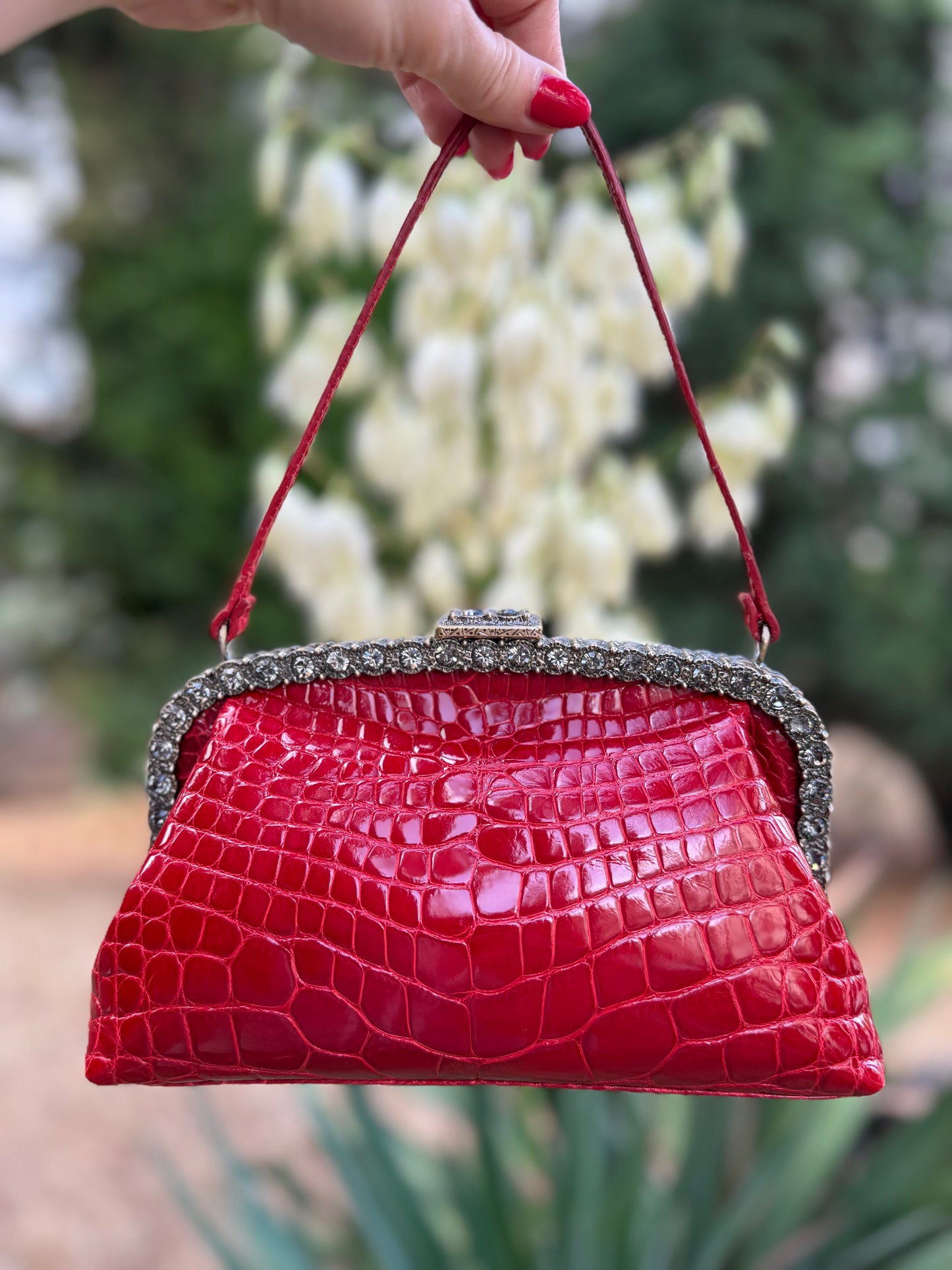 Rare Valentino F/W 2005 Runway crocodile skin clutch purse