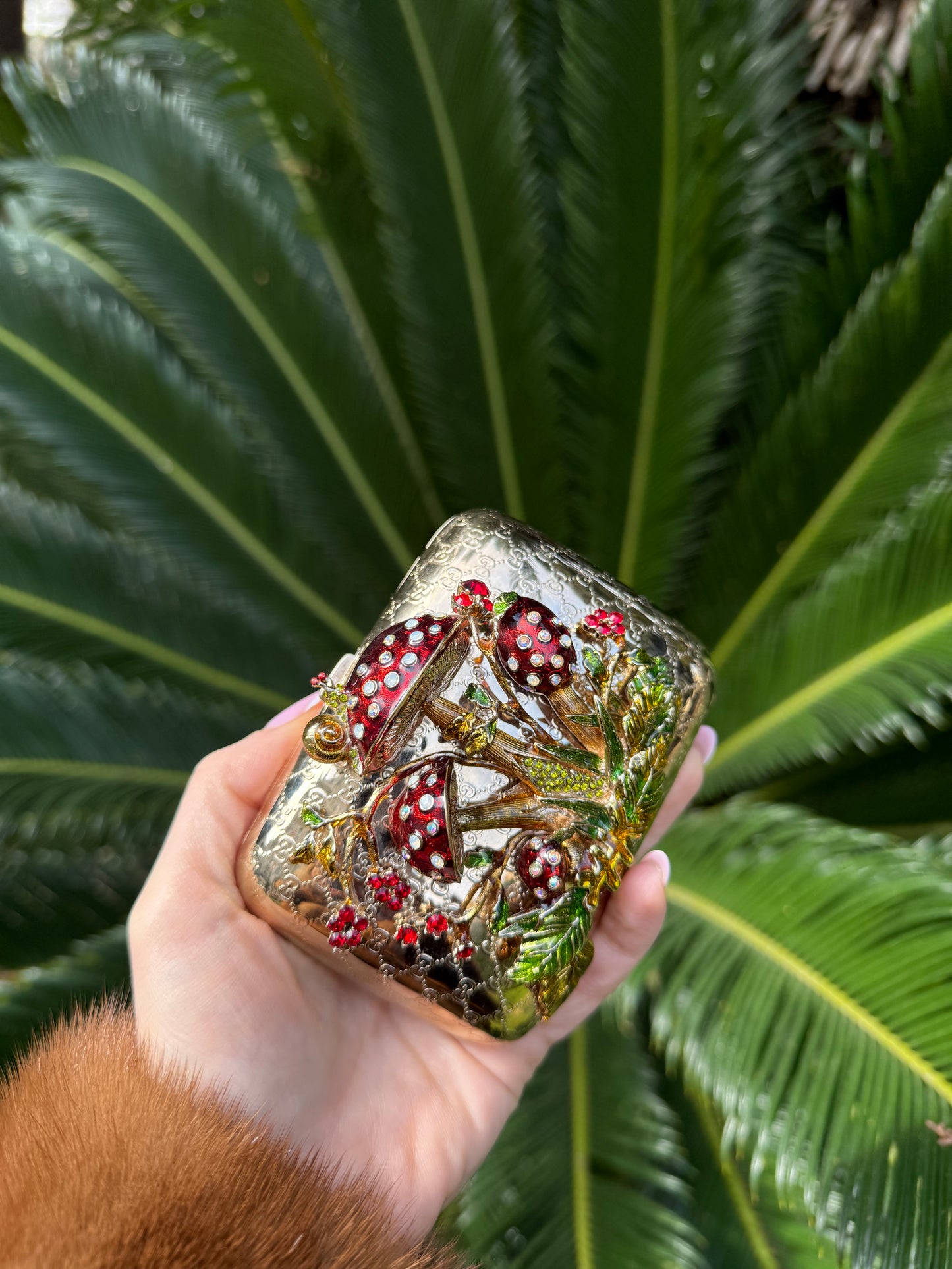 Extremely rare Gucci by Tom Ford jeweled purse bag mushrooms work of art