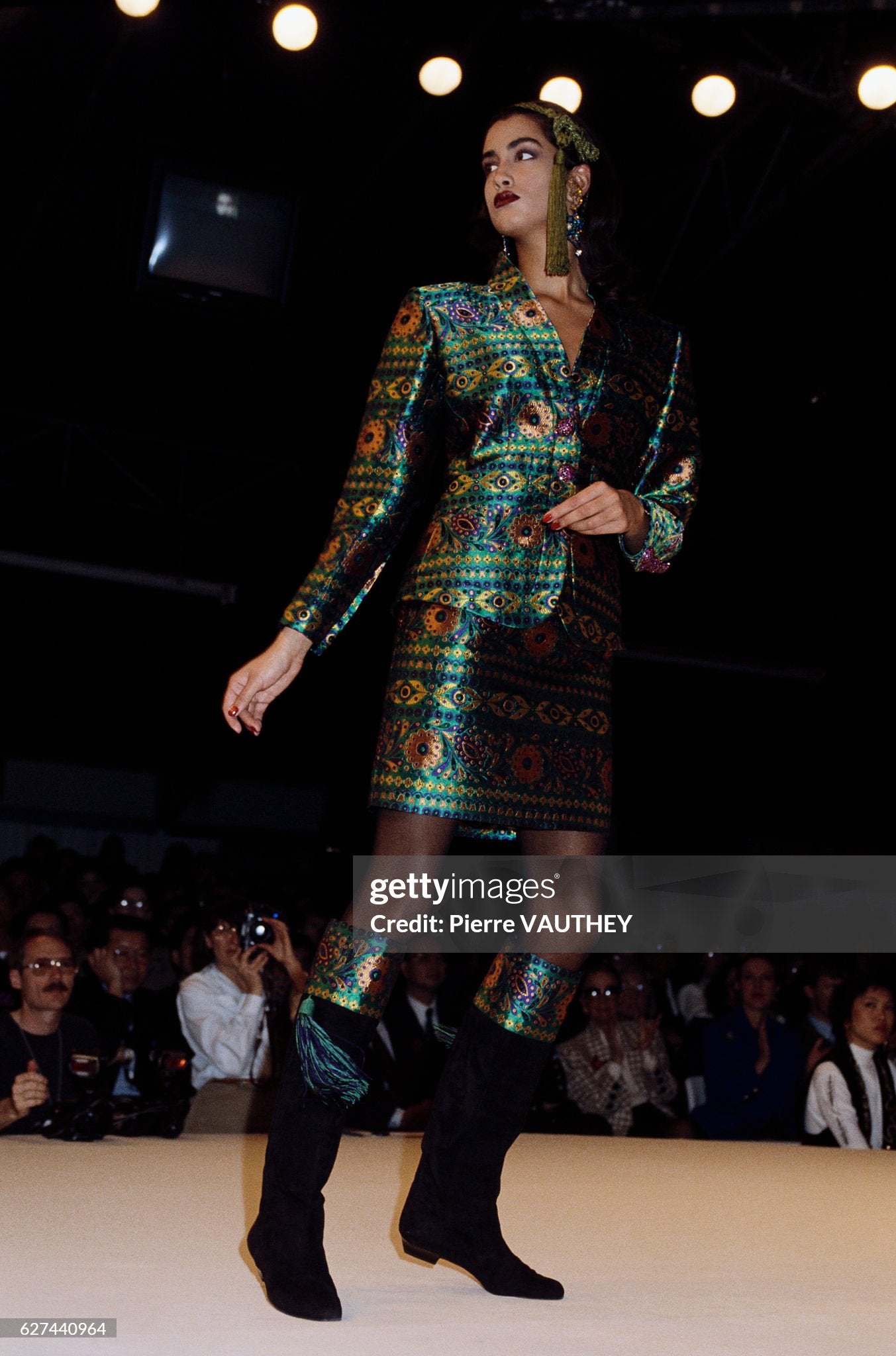Documented Yves Saint Laurent Rive Gauche AW 1990/1991 runway brocade skirt suit