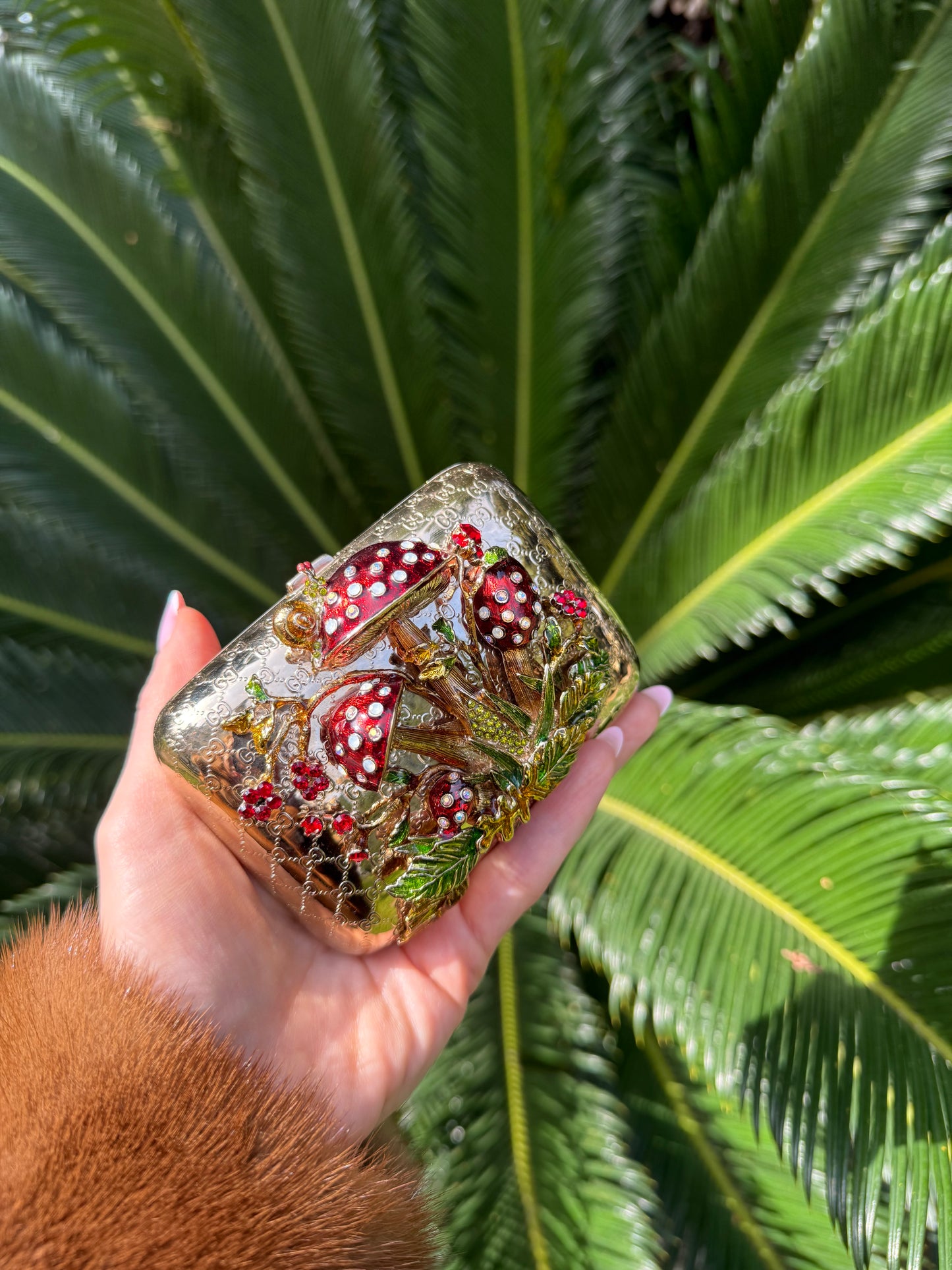 Extremely rare Gucci by Tom Ford jeweled purse bag mushrooms work of art