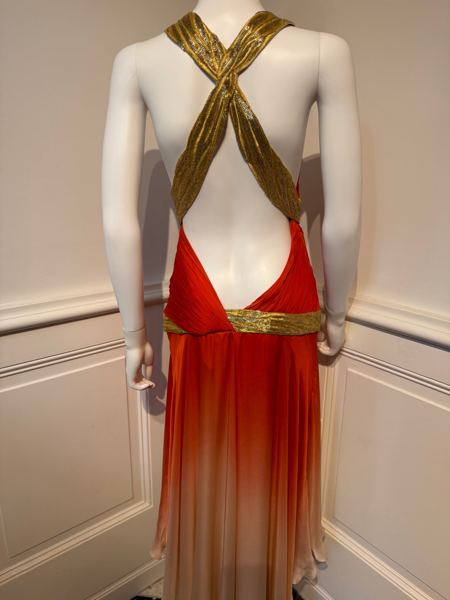 Roberto Cavalli SS 2006 Runway iconic silk backless dress with hand beaded details, embroidery✨