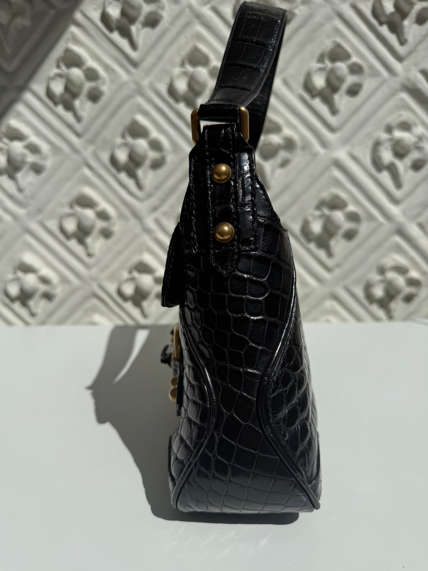 Rare one and only iconic limited edition runway Gucci Fall/Winter 2003 crocodile skin Horsebit 1955 by Tom Ford