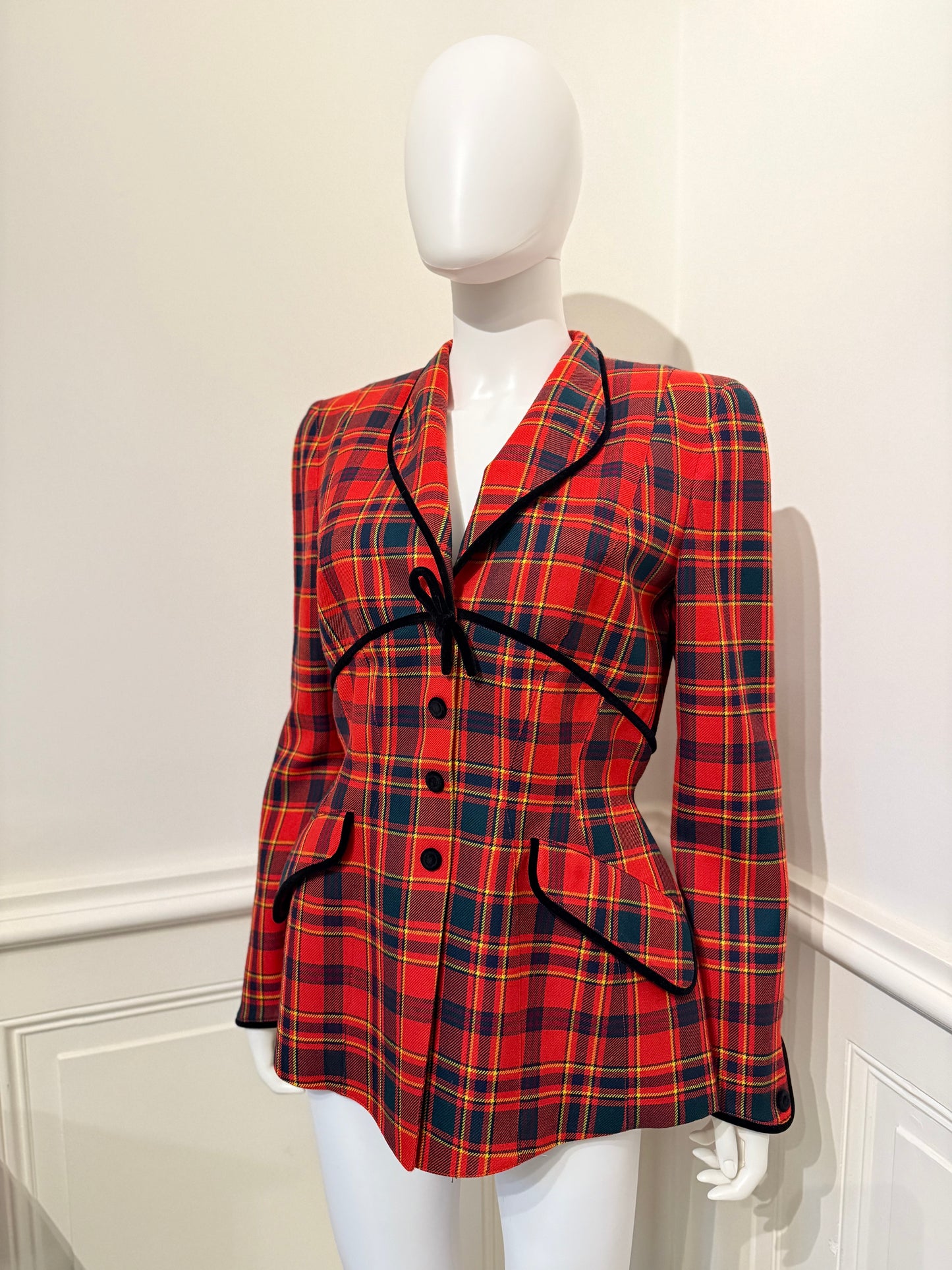 Tierry Mugler Vintage plaid wool jacket in couturier’s signature cut