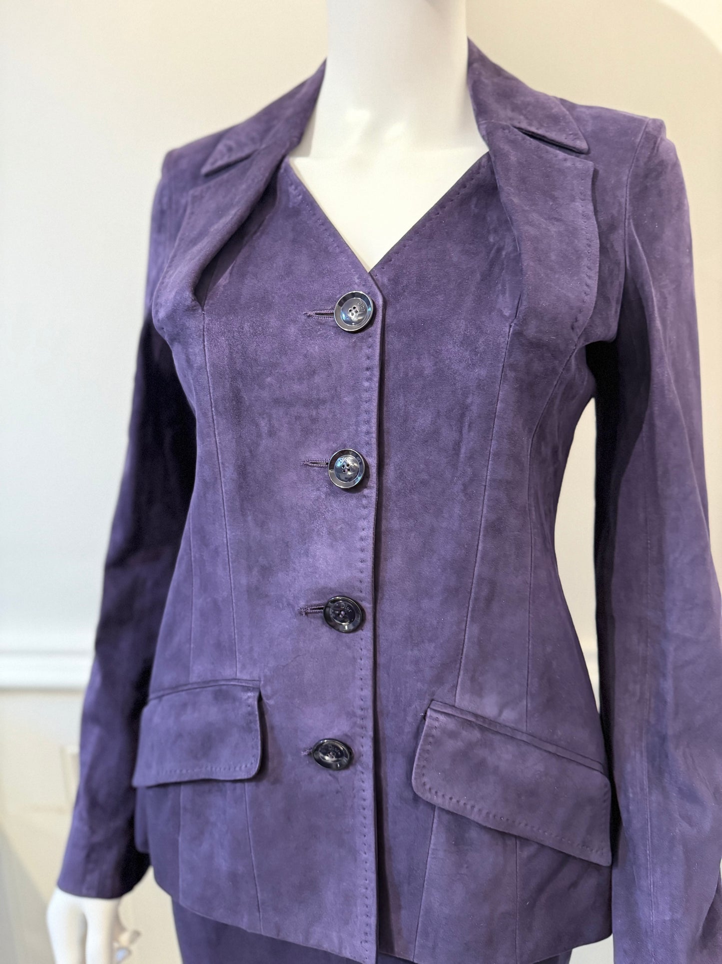 Dior Boutique by John Galliano circa 2005 iconic signature cut suede suit
