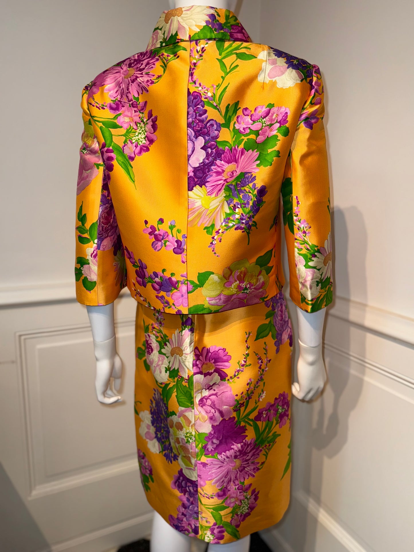 Dolce & Gabbana 2000s Floral Silk Twill Ensemble (Dress   Jacket)