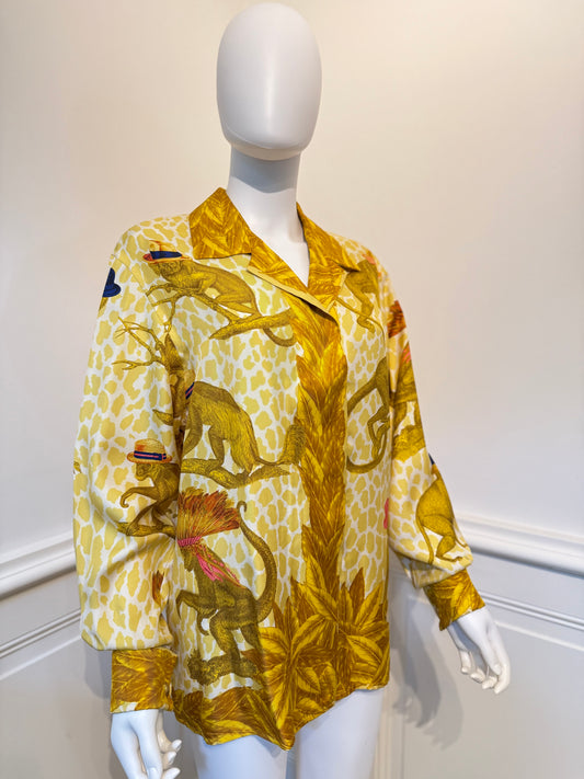 Gucci by Tom Ford 2000’s silk shirt with iconic monkey pattern