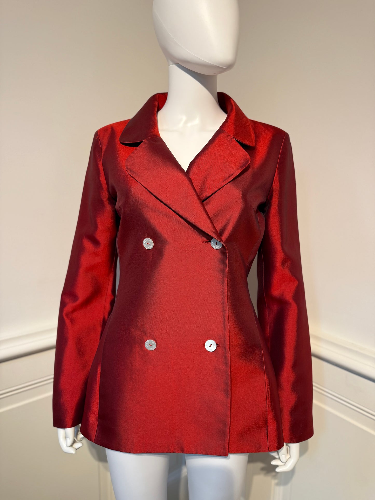 Documented Early Dolce&Gabbana Runway Silk Jacket SS 1996 worn by Yasmeen Ghauri