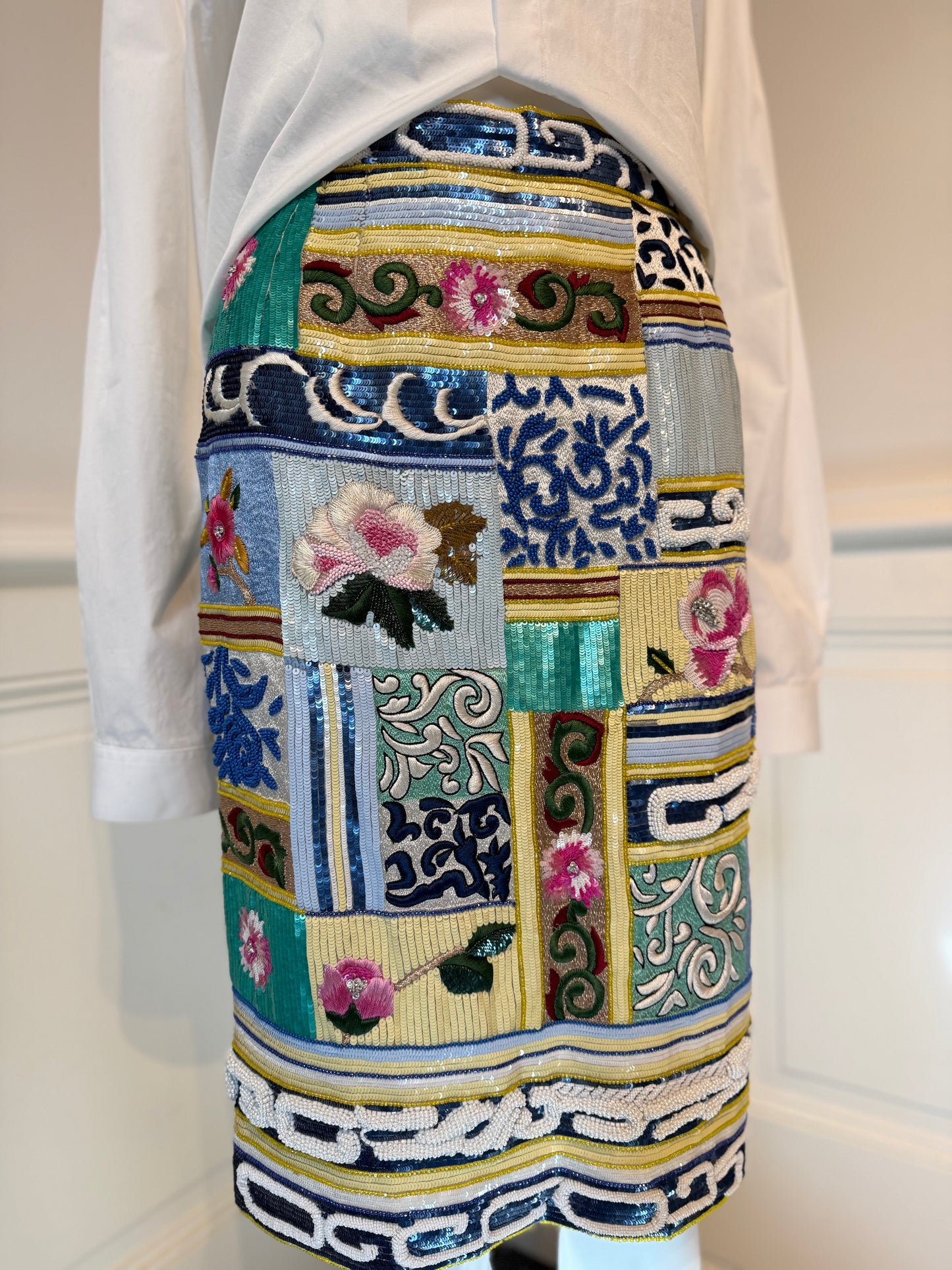 Rare Valentino Garavani SS 1992 Runway embellished skirt