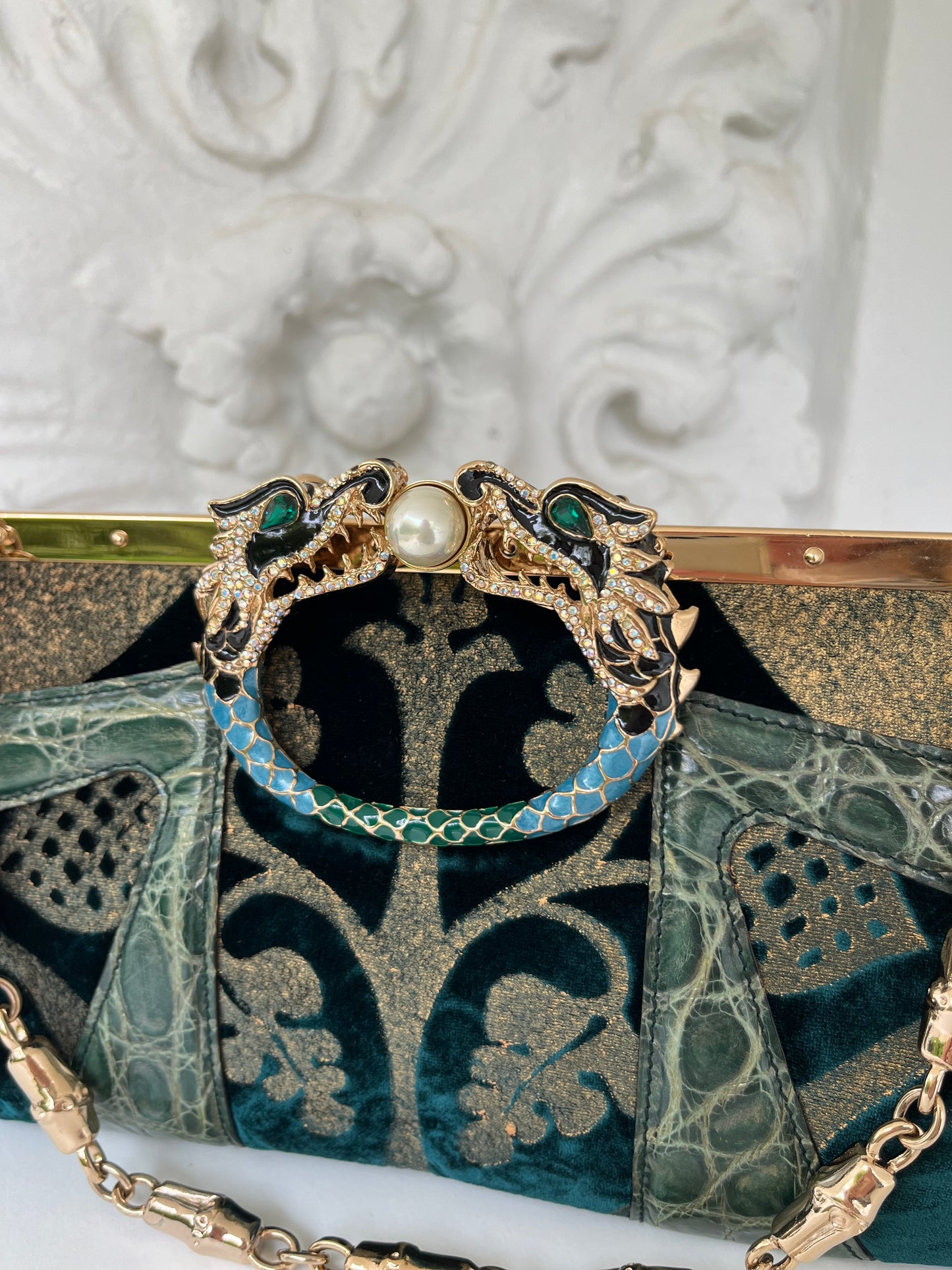 Iconic extremely rare Tom Ford for Gucci Damask « Dragon » purse clutch FW 2004