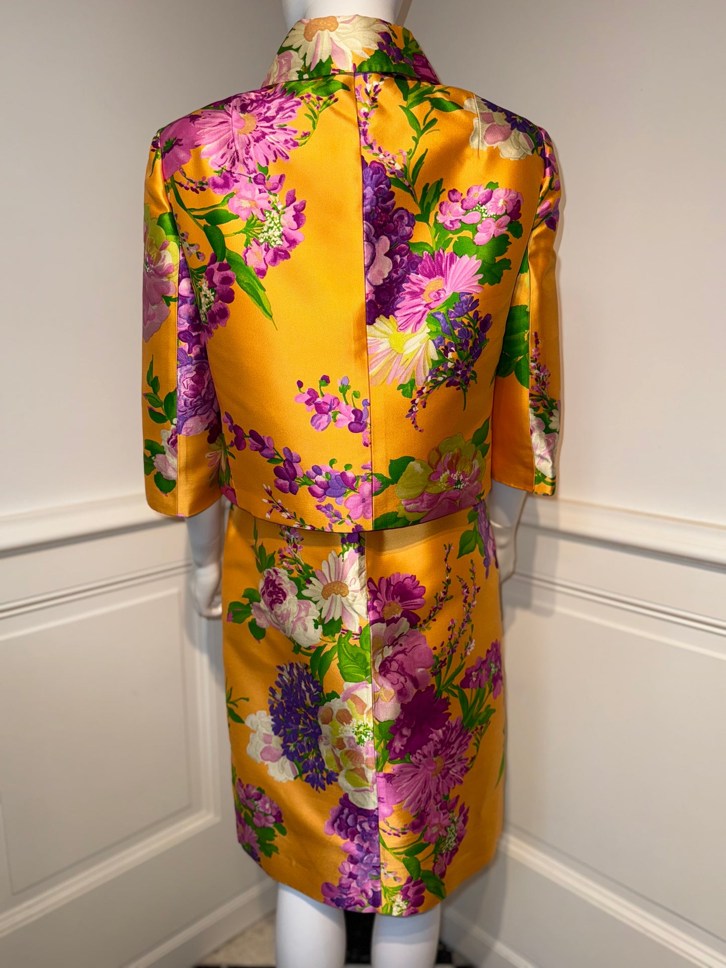 Dolce & Gabbana 2000s Floral Silk Twill Ensemble (Dress   Jacket)